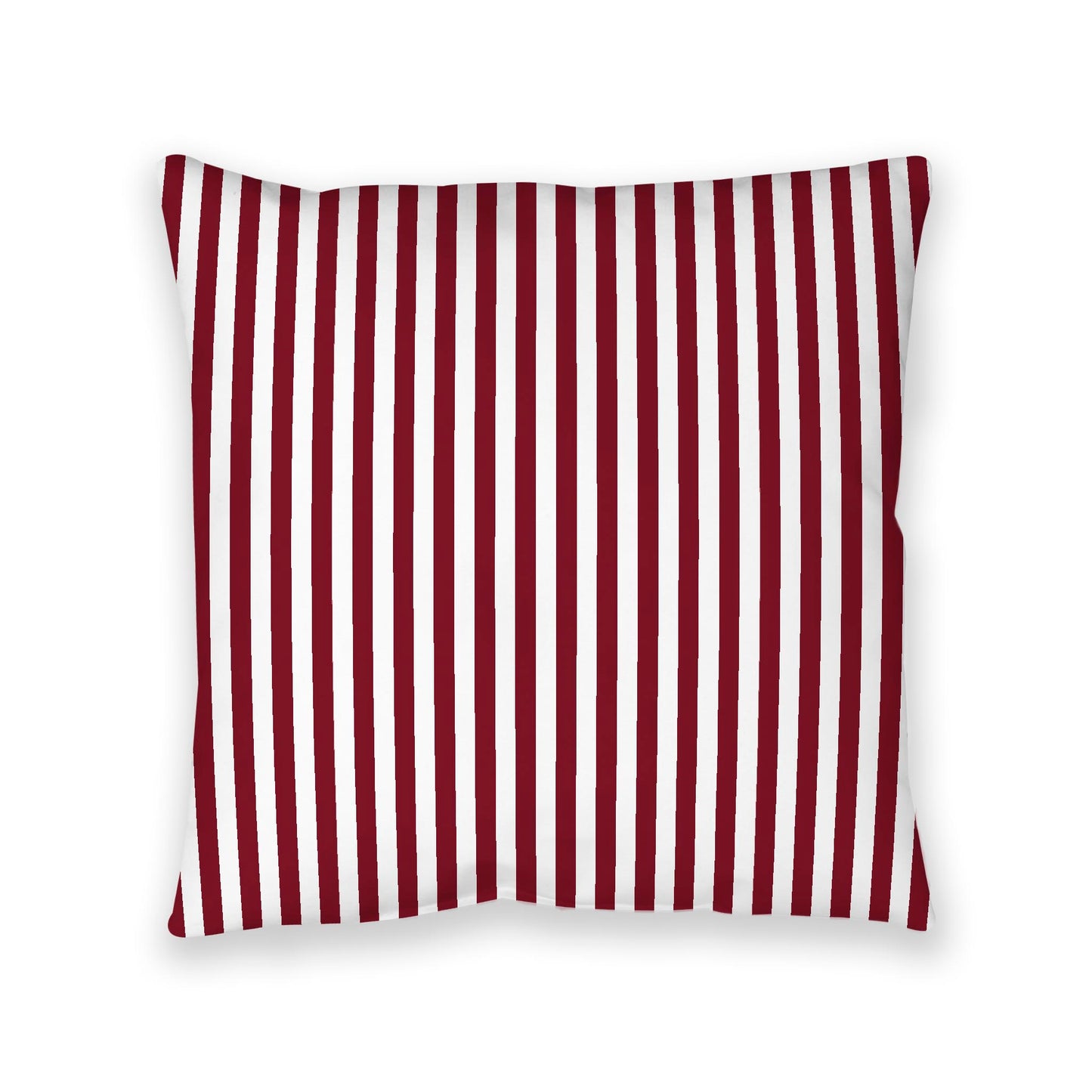 White Spun Polyester Floor Pillow, Bold Burgundy Red Bars on Top, White Bottom, 40 x 40 inches