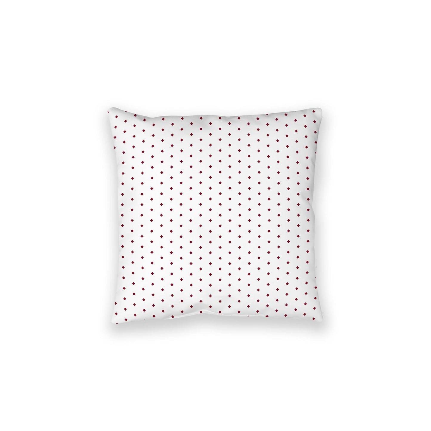 White Spun Polyester Floor Pillow, Burgundy Red Diamonds on Top, White Bottom, 28 x 28 inches