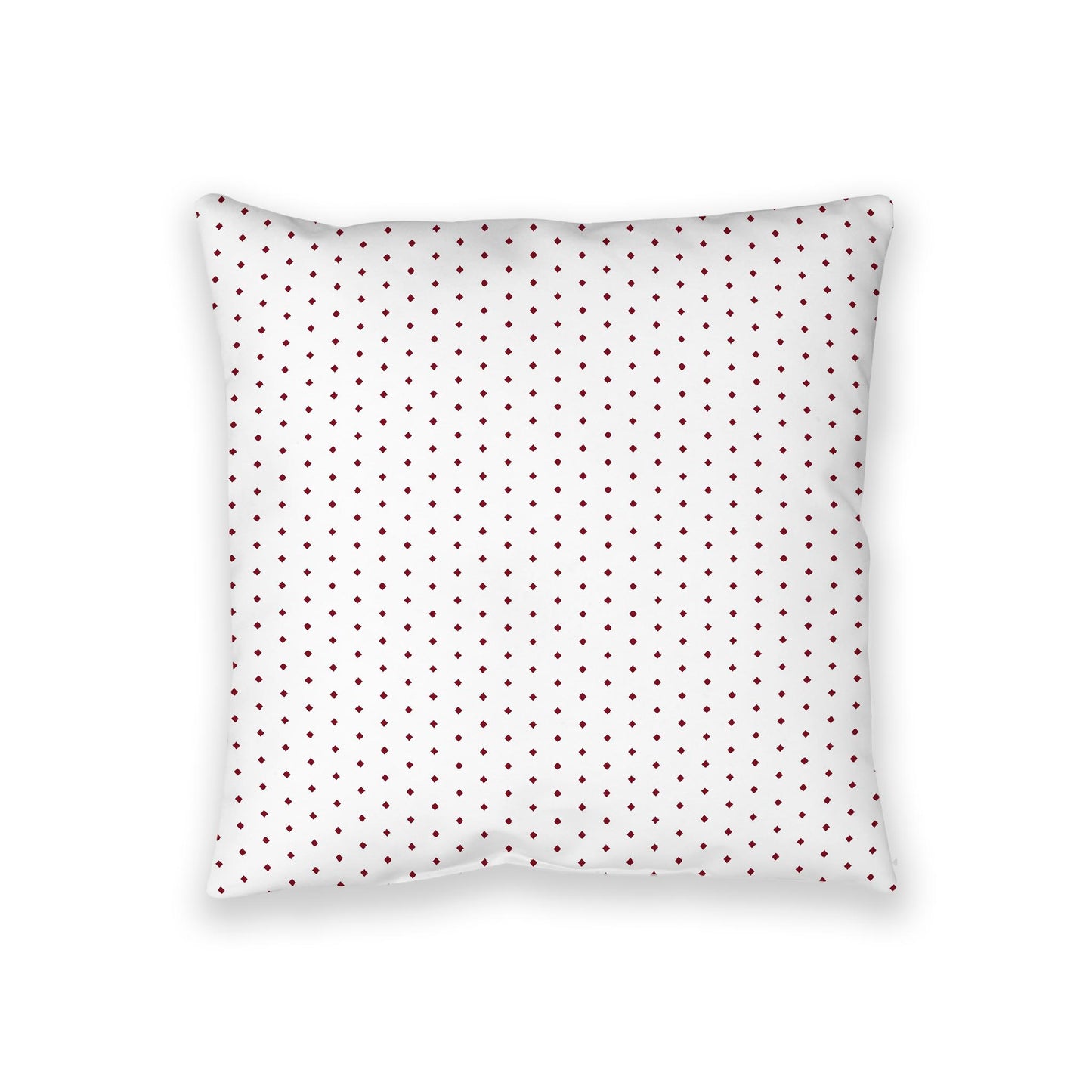 White Spun Polyester Floor Pillow, Burgundy Red Diamonds on Top, White Bottom, 36 x 36 inches