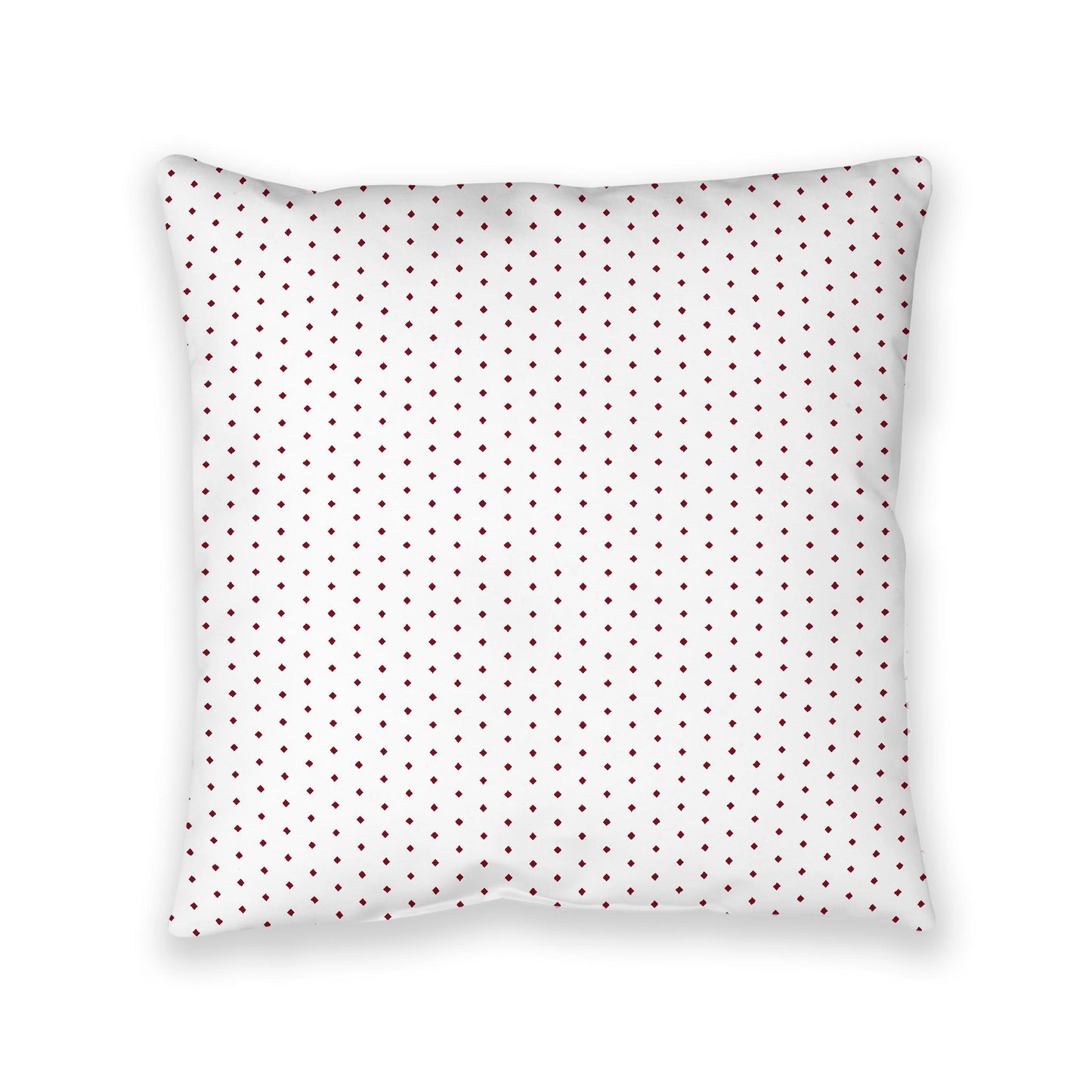White Spun Polyester Floor Pillow, Burgundy Red Diamonds on Top, White Bottom, 40 x 40 inches