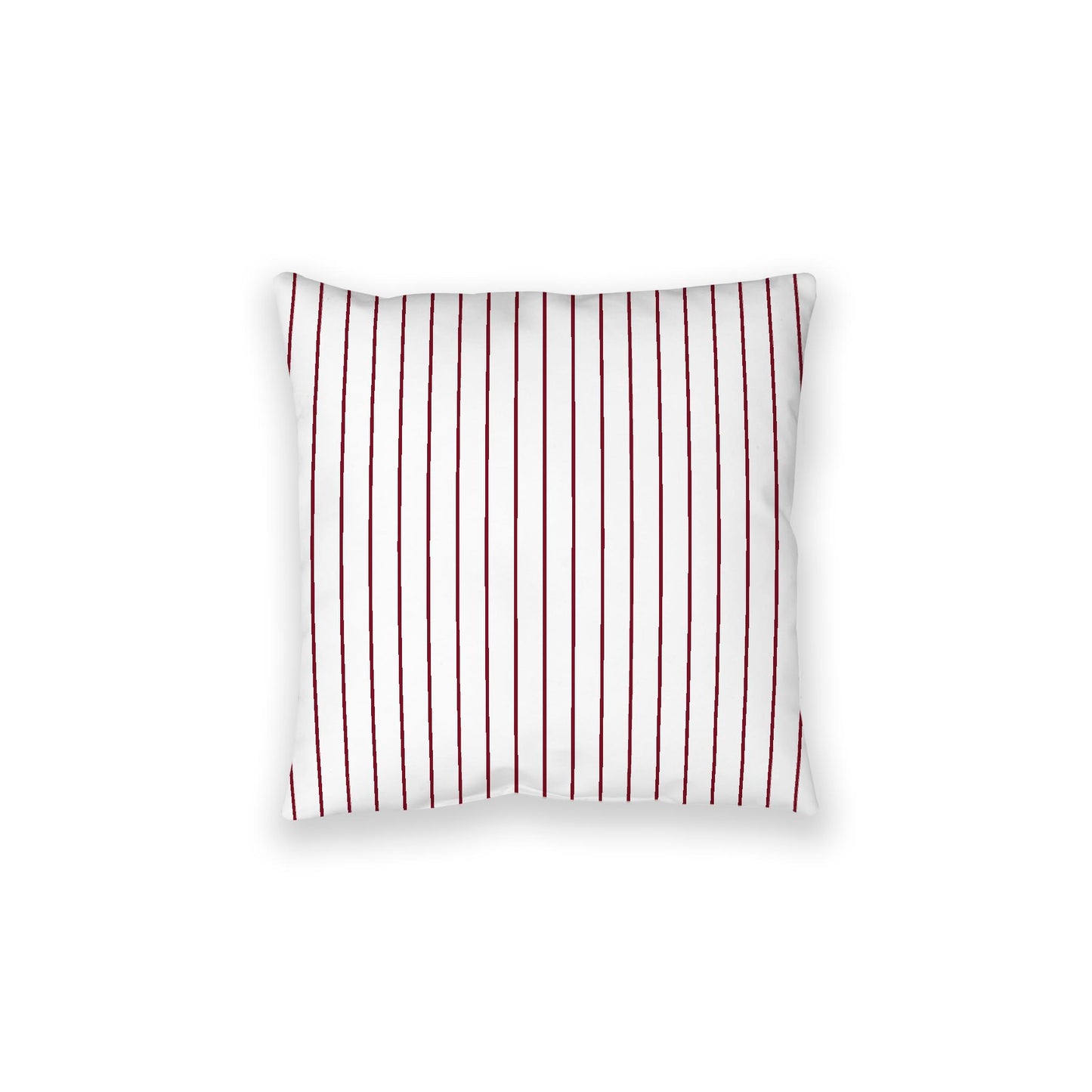 White Spun Polyester Floor Pillow, Burgundy Red Stripes on Top, White Bottom, 28 x 28 inches