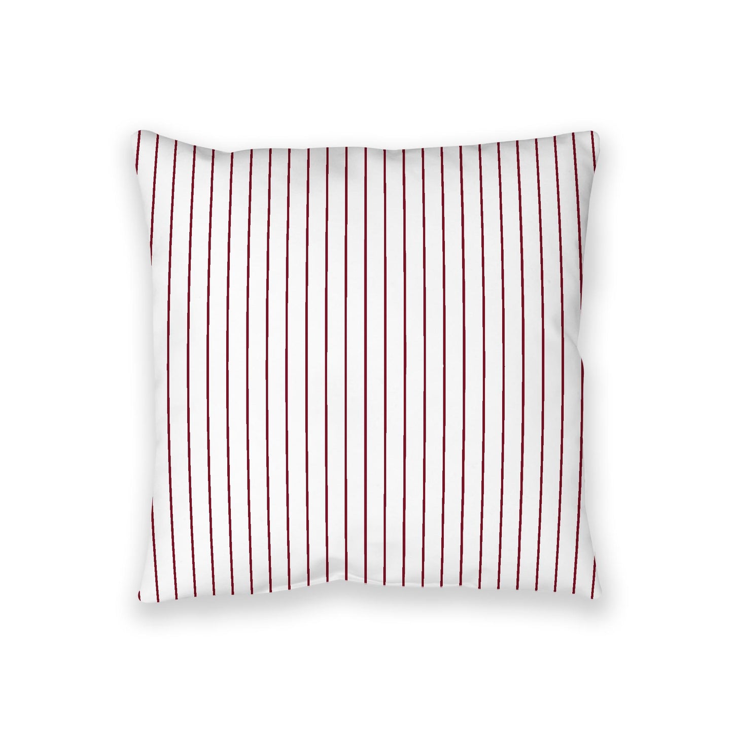 White Spun Polyester Floor Pillow, Burgundy Red Stripes on Top, White Bottom, 36 x 36 inches