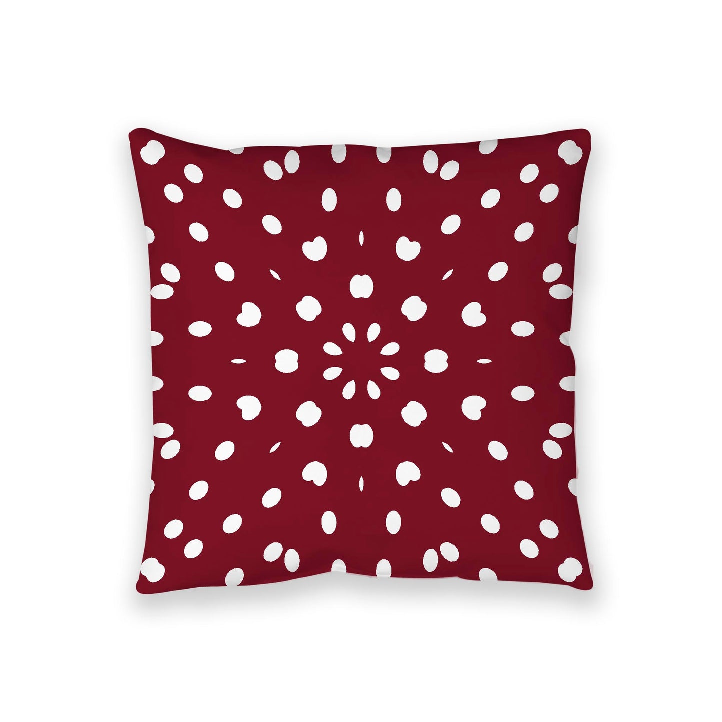 Burgundy Red Spun Polyester Floor Pillow, White Burst Pattern on Top, Burgundy Red Bottom, 36 x 36 inches