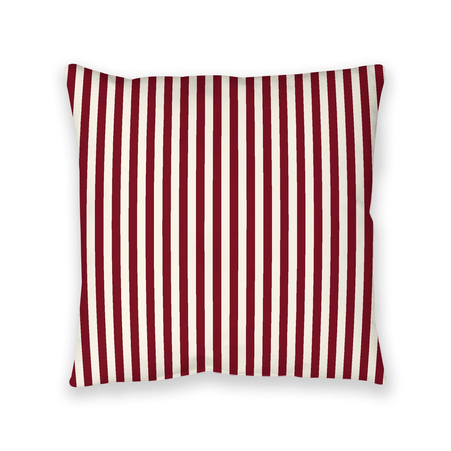 Pale Cream Spun Polyester Floor Pillow, Bold Burgundy Red Bars on Top, Pale Cream Bottom, 40 x 40 inches