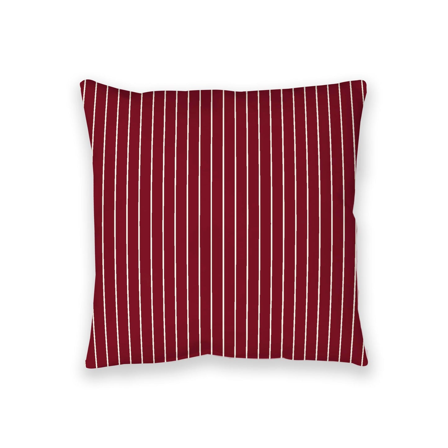 Burgundy Red Spun Polyester Floor Pillow, Pale Cream Stripes on Top, Burgundy Red Bottom, 36 x 36 inches