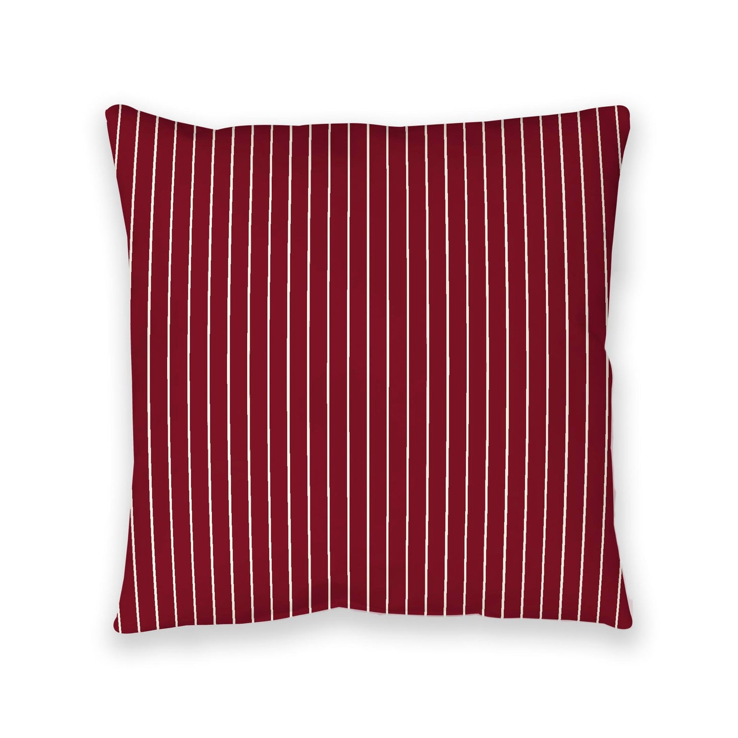 Burgundy Red Spun Polyester Floor Pillow, Pale Cream Stripes on Top, Burgundy Red Bottom, 40 x 40 inches