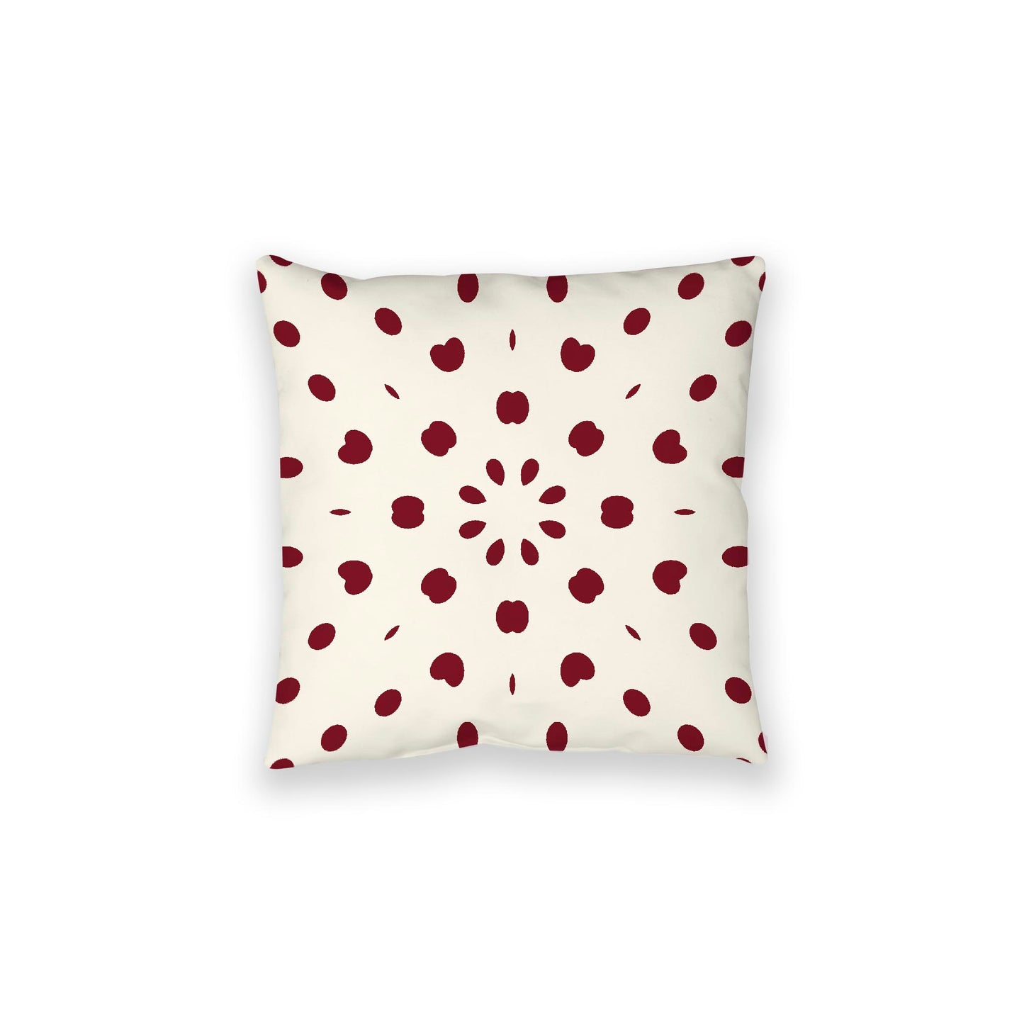 Pale Cream Spun Polyester Floor Pillow, Burgundy Red Burst on Top, Pale Cream Bottom, 28 x 28 inches
