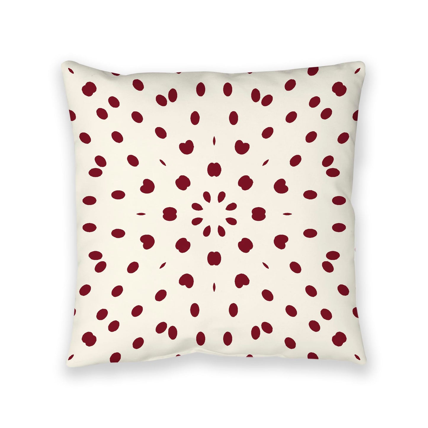 Pale Cream Spun Polyester Floor Pillow, Burgundy Red Burst on Top, Pale Cream Bottom, 40 x 40 inches