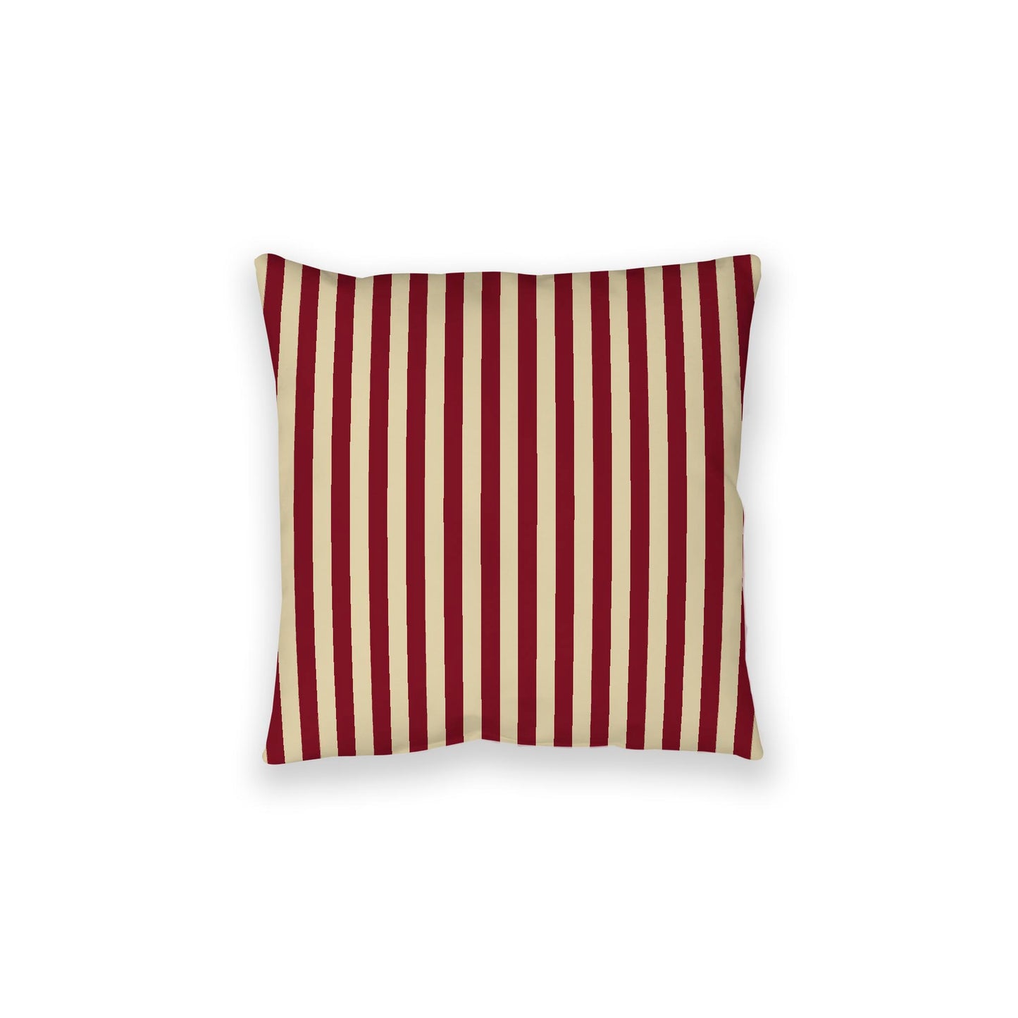 Desert Sand Spun Polyester Floor Pillow, Bold Burgundy Red Bars on Top, Desert Sand Bottom, 28 x 28 inches