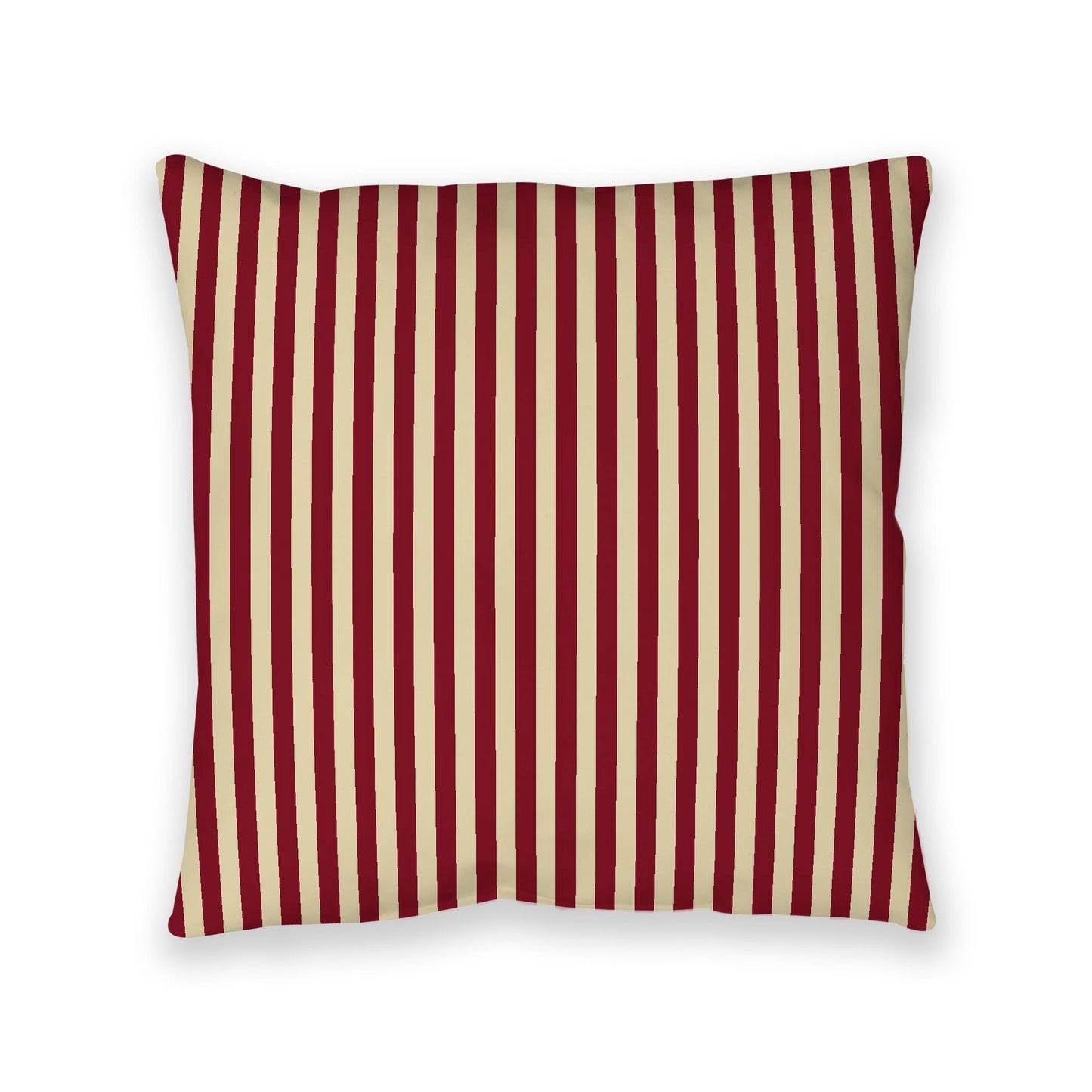 Desert Sand Spun Polyester Floor Pillow, Bold Burgundy Red Bars on Top, Desert Sand Bottom, 40 x 40 inches