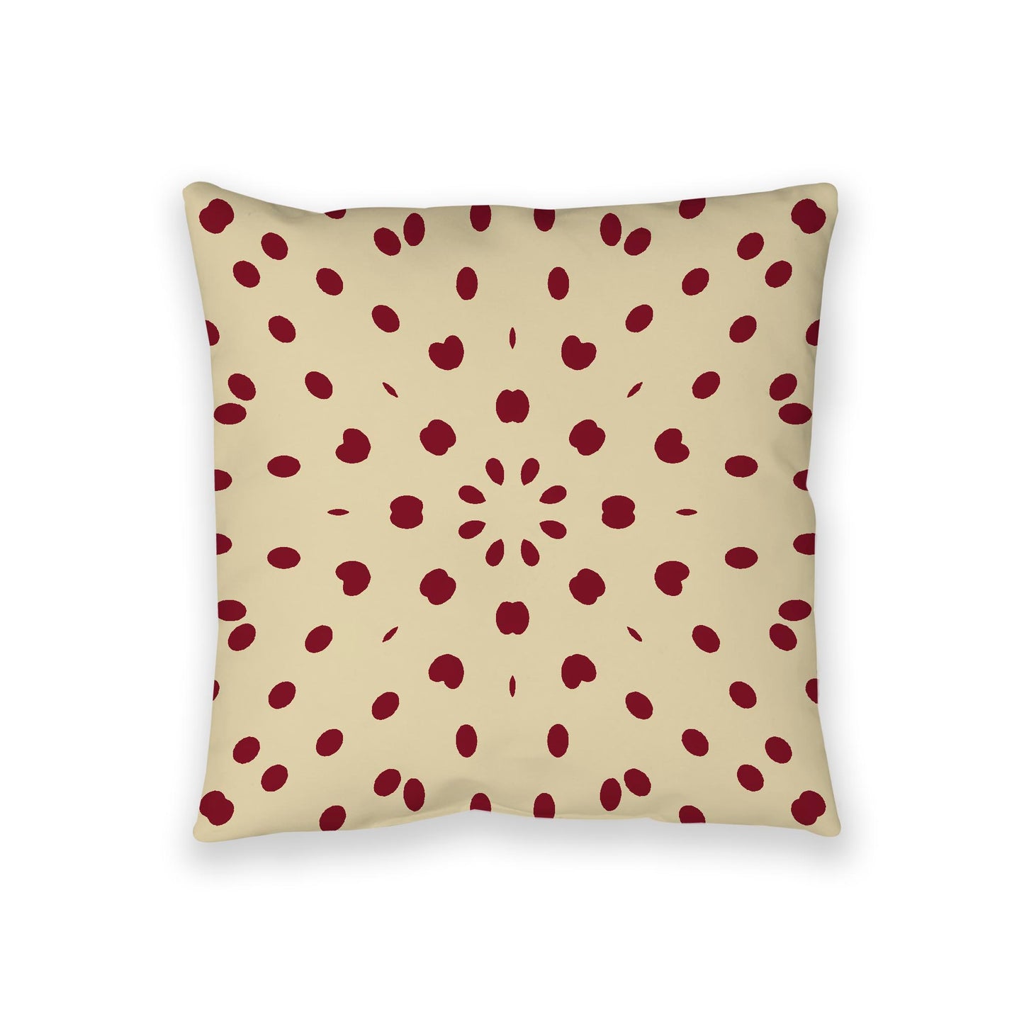 Desert Sand Spun Polyester Floor Pillow, Burgundy Red Burst on Top, Desert Sand Bottom, 36 x 36 inches