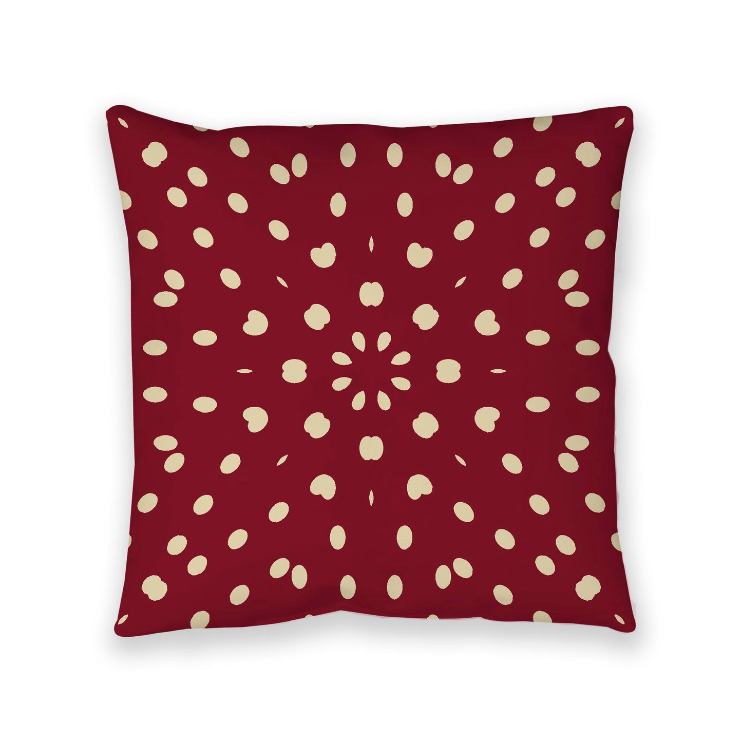 Burgundy Red Spun Polyester Floor Pillow, Desert Sand Burst Pattern on Top, Burgundy Red Bottom, 40 x 40 inches