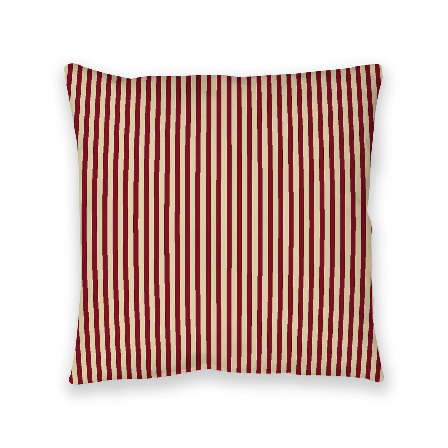 Desert Sand Spun Polyester Floor Pillow, Thin Burgundy Red Bars on Top, Desert Sand Bottom, 40 x 40 inches