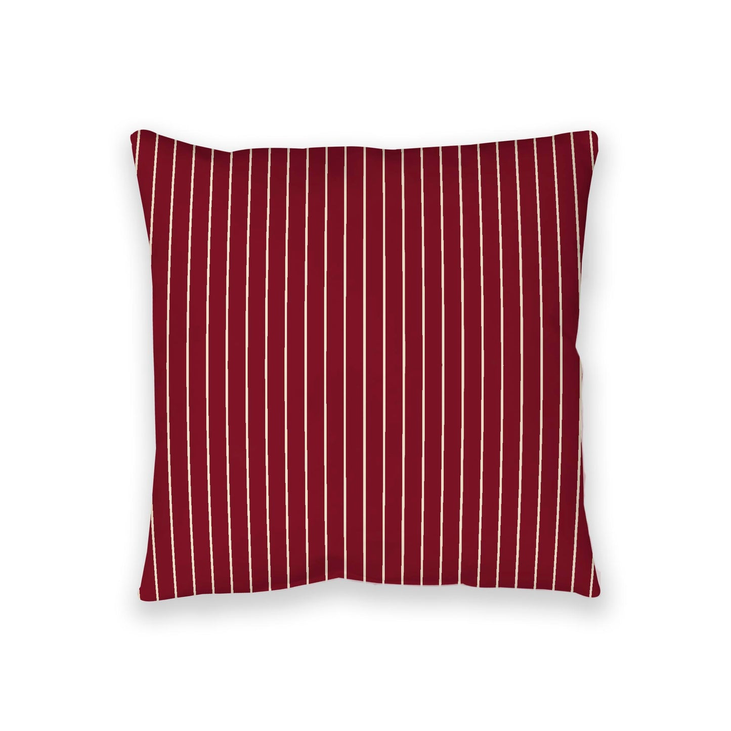 Burgundy Red Spun Polyester Floor Pillow, Beige Stripes on Top, Burgundy Red Bottom, 36 x 36 inches