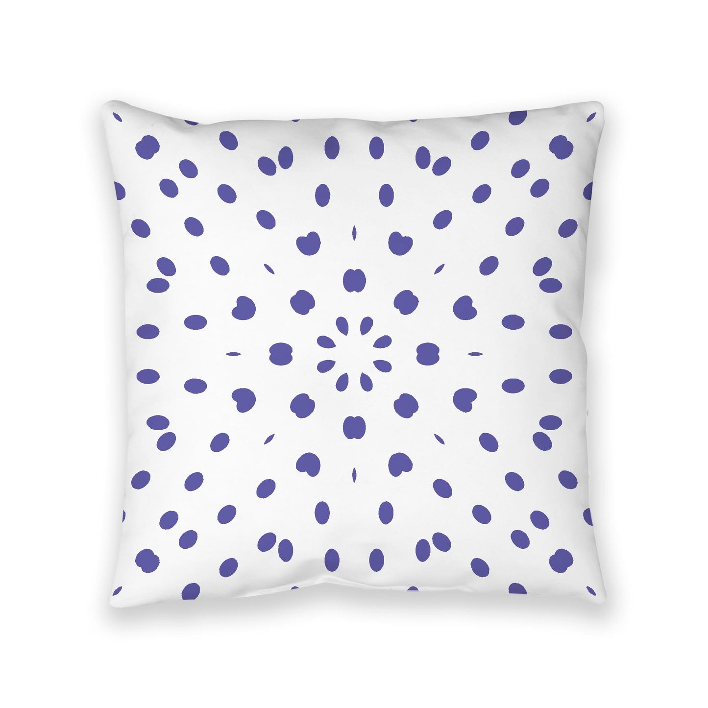 White Spun Polyester Floor Pillow, Purple Burst on Top, White Bottom, 40 x 40 inches