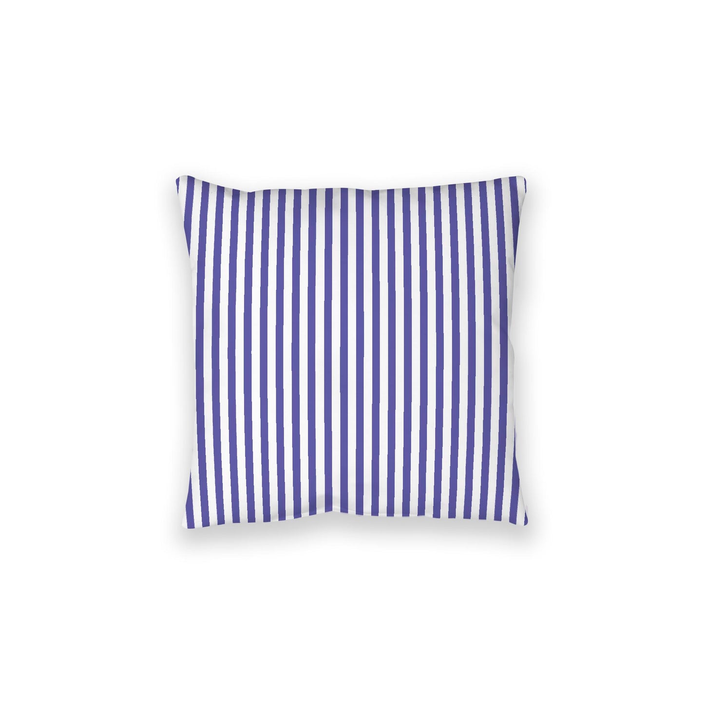 White Spun Polyester Floor Pillow, Thin Purple Bars on Top, White Bottom, 28 x 28 inches