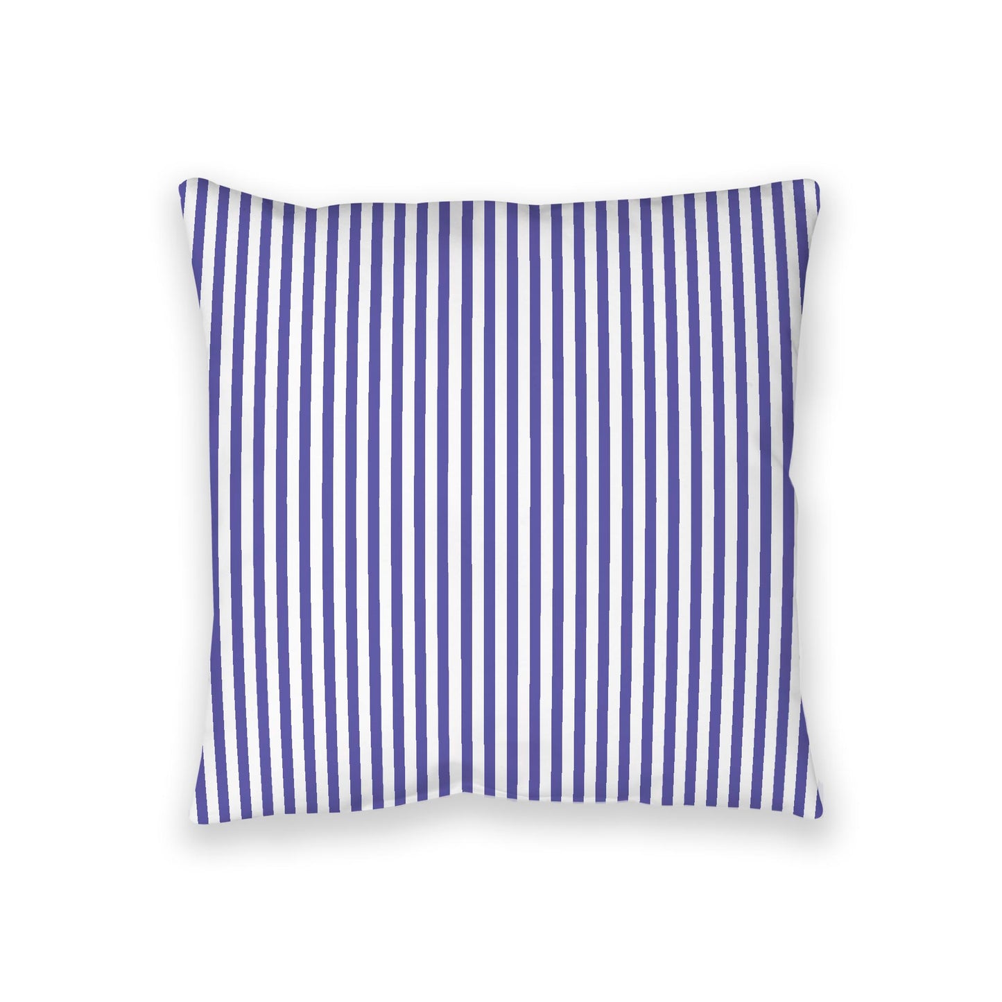 White Spun Polyester Floor Pillow, Thin Purple Bars on Top, White Bottom, 36 x 36 inches