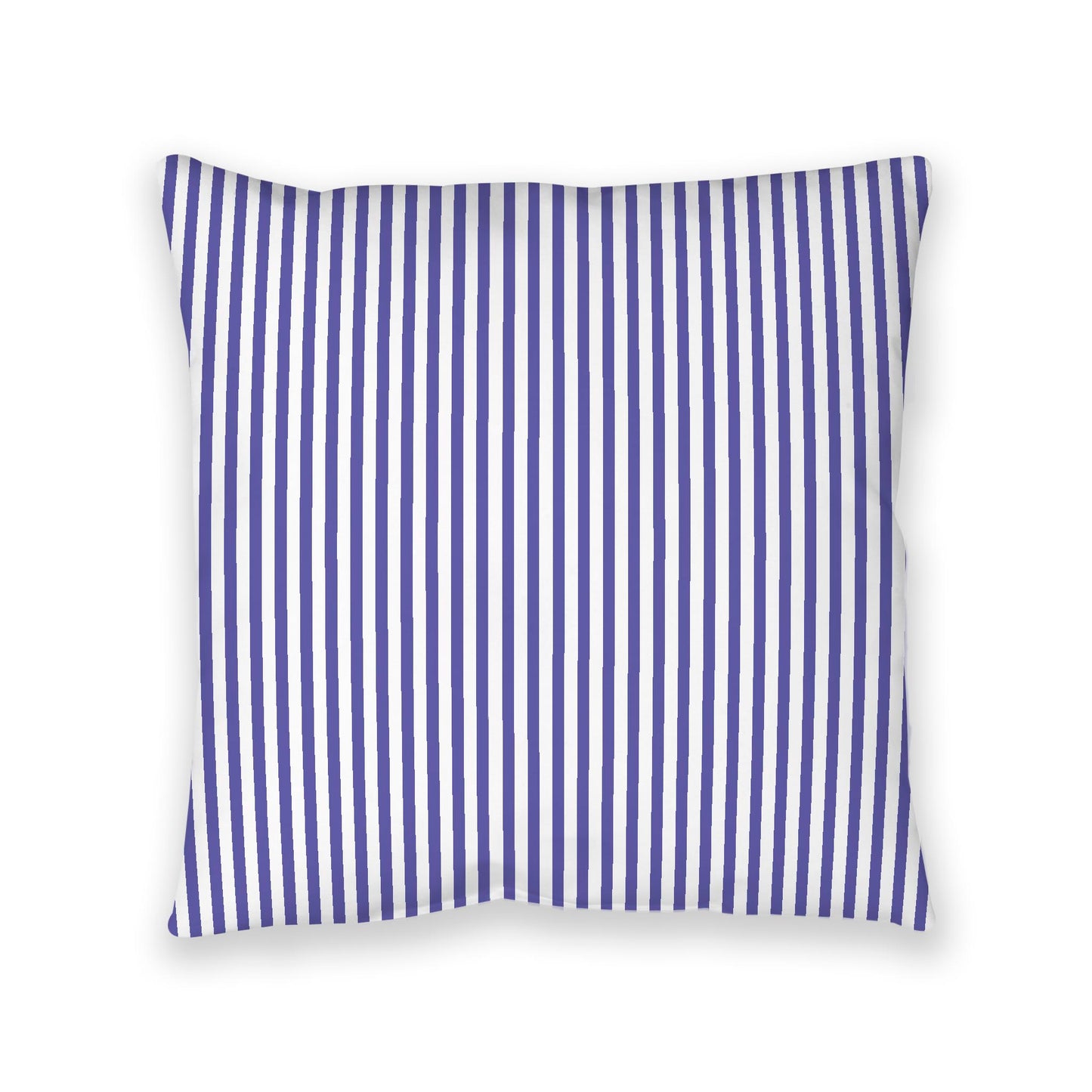 White Spun Polyester Floor Pillow, Thin Purple Bars on Top, White Bottom, 40 x 40 inches