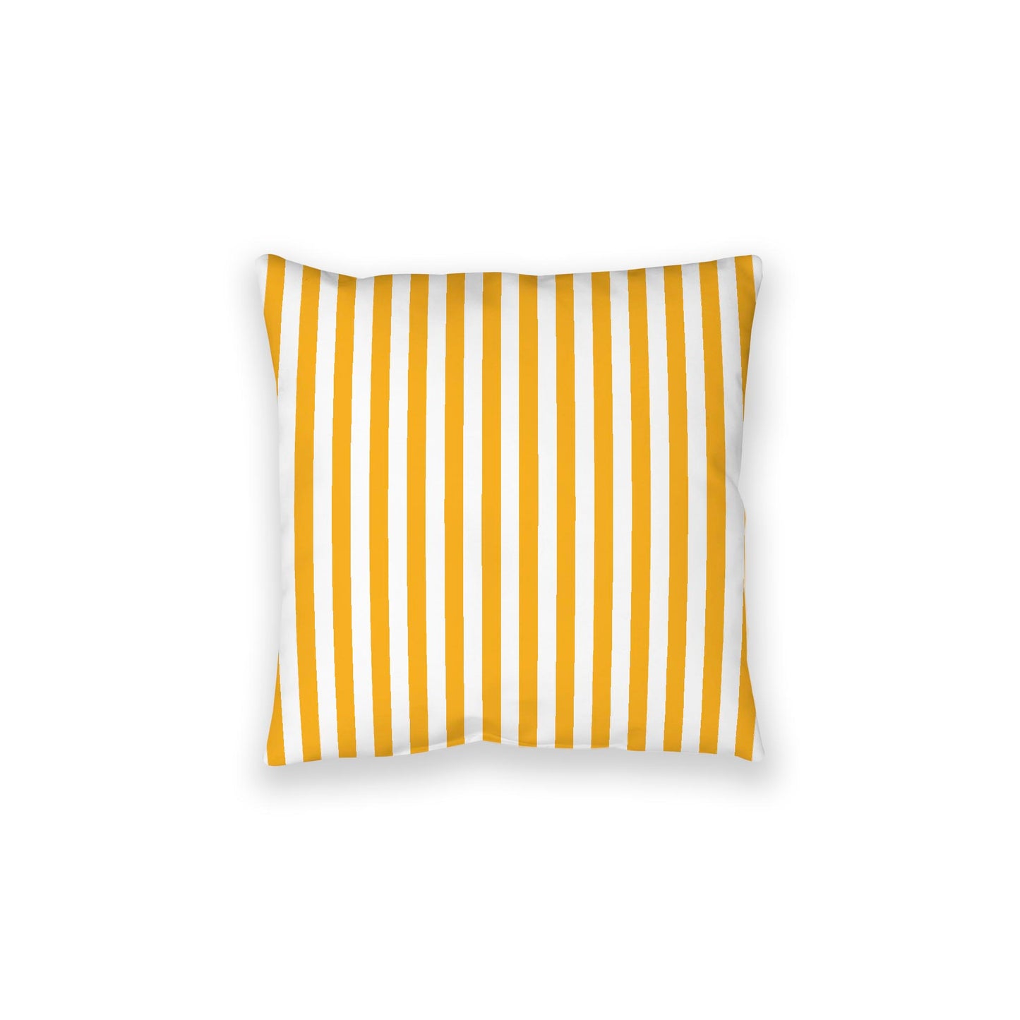 White Spun Polyester Floor Pillow, Bold Yellow-Orange Bars on Top, White Bottom, 28 x 28 inches