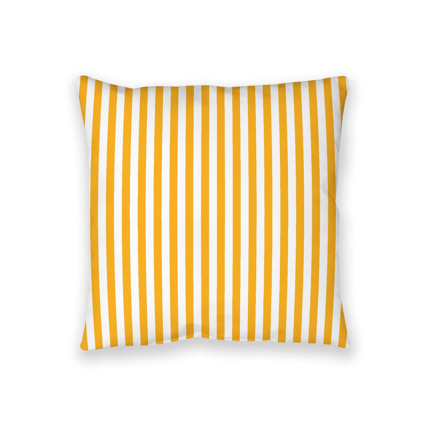 White Spun Polyester Floor Pillow, Bold Yellow-Orange Bars on Top, White Bottom, 36 x 36 inches