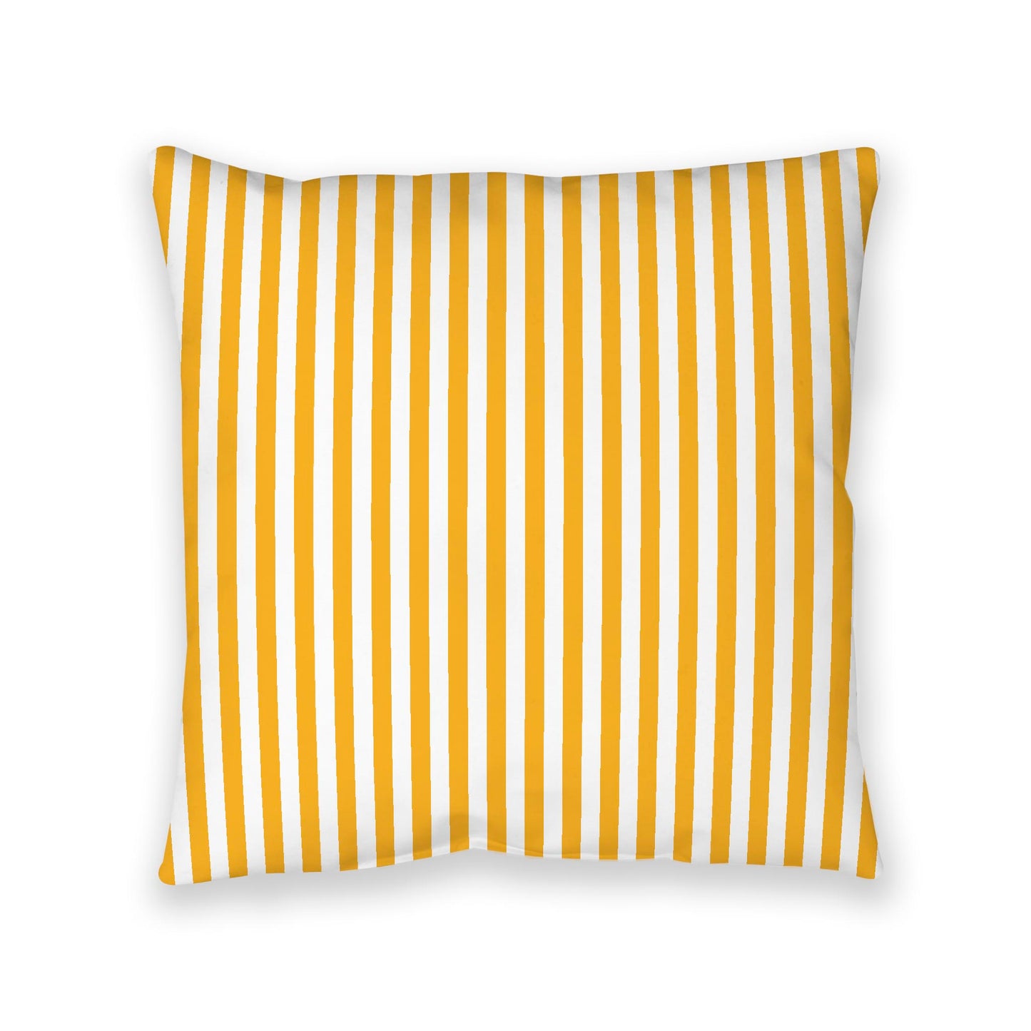 White Spun Polyester Floor Pillow, Bold Yellow-Orange Bars on Top, White Bottom, 40 x 40 inches