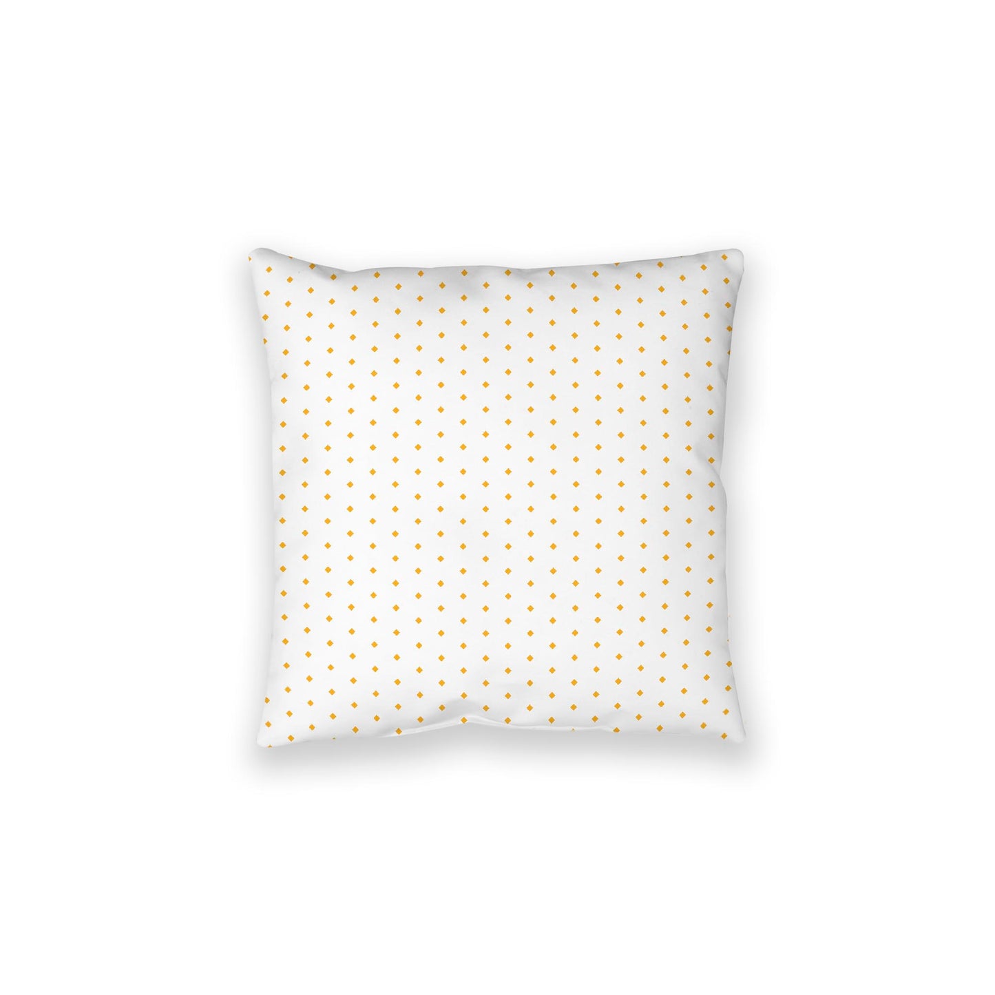 White Spun Polyester Floor Pillow, Yellow-Orange Diamonds on Top, White Bottom, 28 x 28 inches