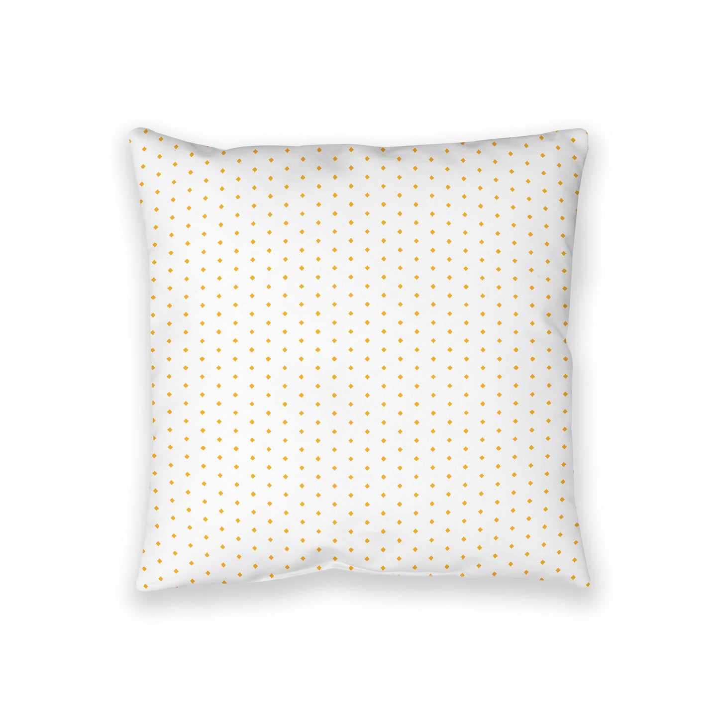 White Spun Polyester Floor Pillow, Yellow-Orange Diamonds on Top, White Bottom, 36 x 36 inches