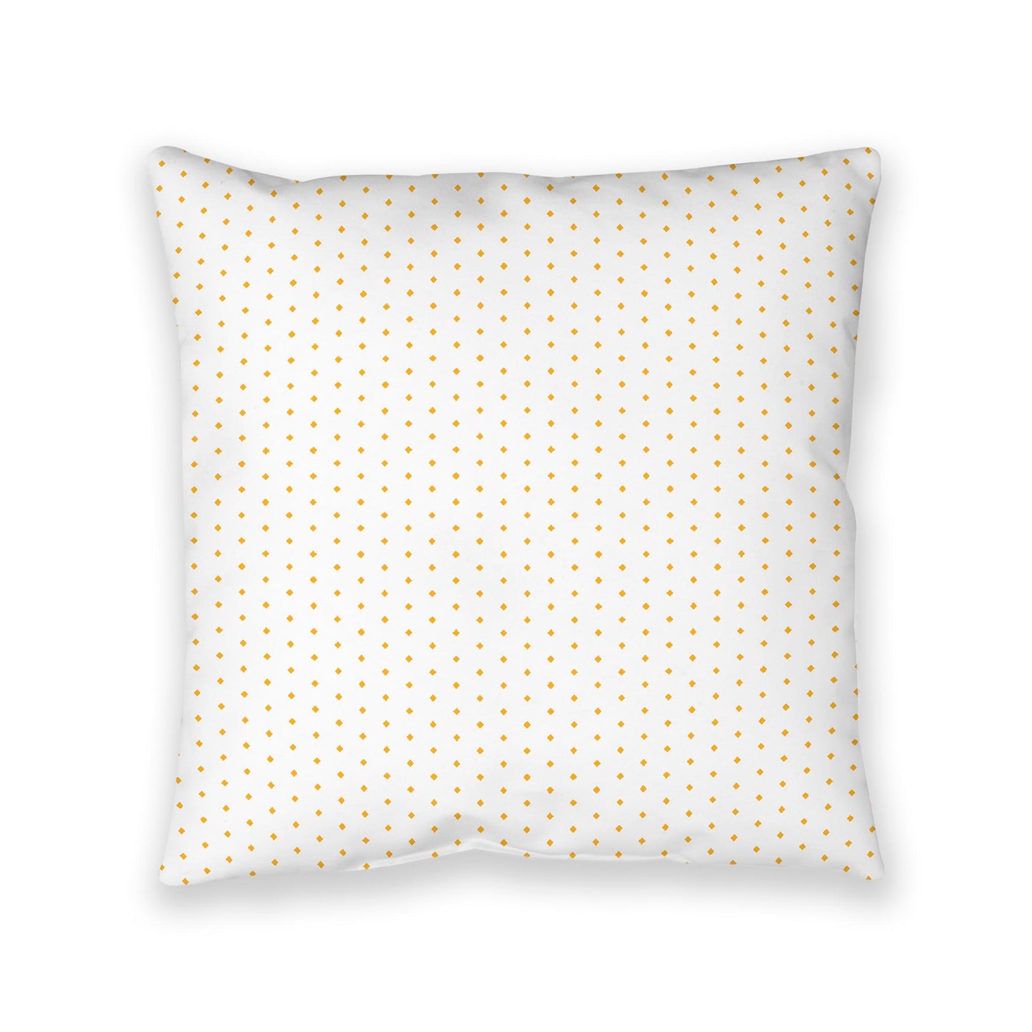 White Spun Polyester Floor Pillow, Yellow-Orange Diamonds on Top, White Bottom, 40 x 40 inches