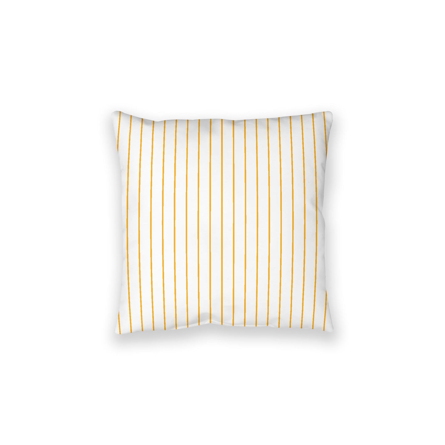 White Spun Polyester Floor Pillow, Yellow-Orange Stripes on Top, White Bottom, 28 x 28 inches