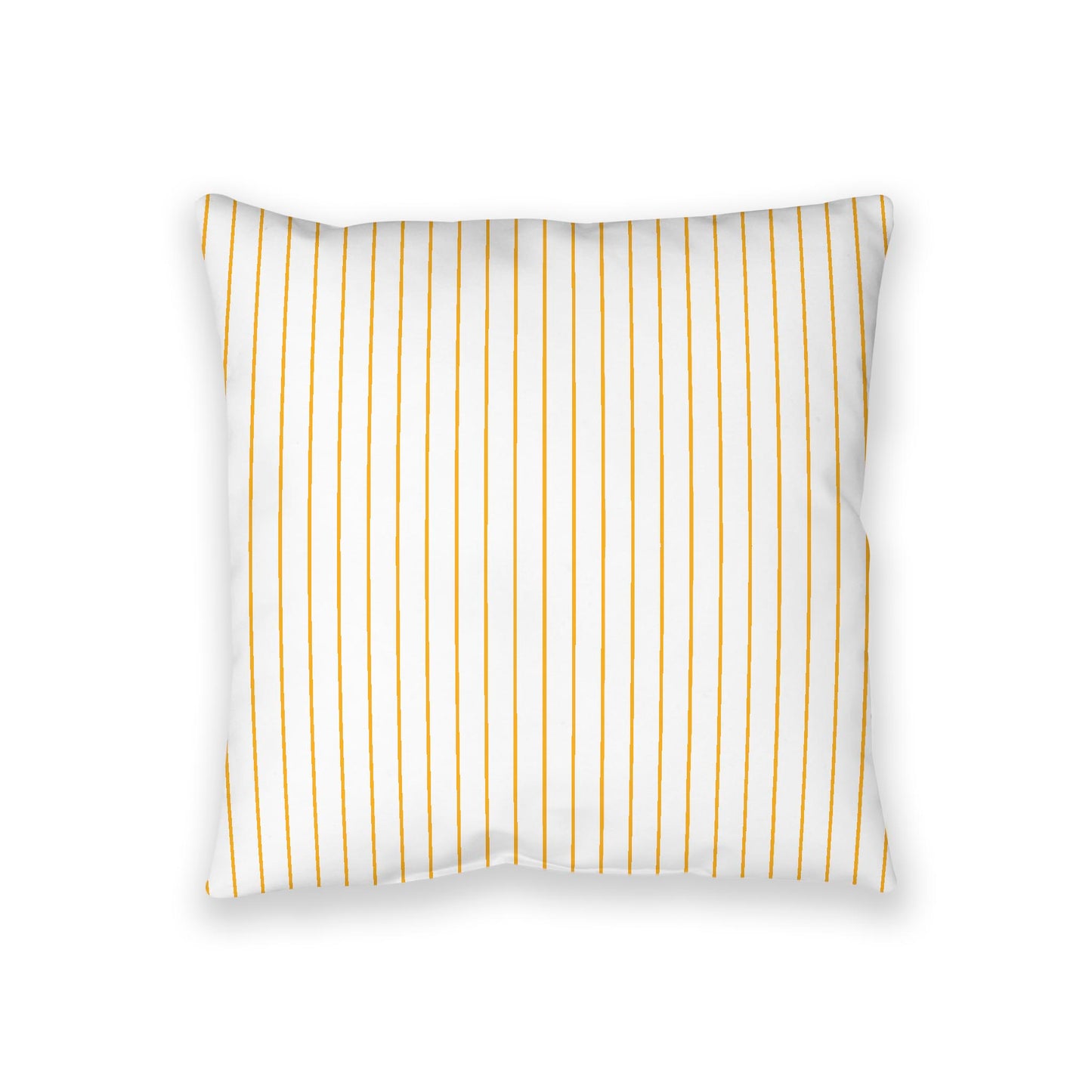 White Spun Polyester Floor Pillow, Yellow-Orange Stripes on Top, White Bottom, 36 x 36 inches