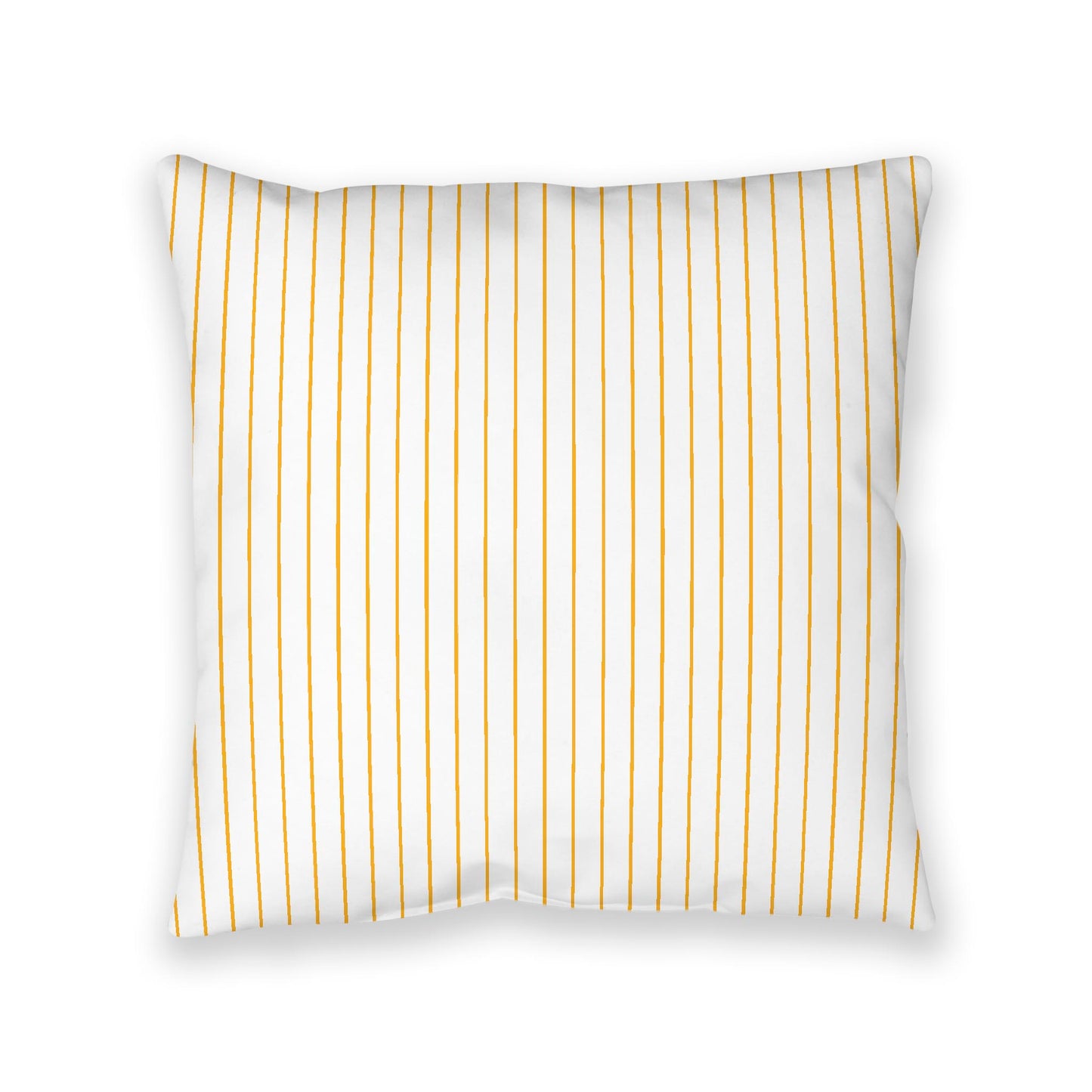 White Spun Polyester Floor Pillow, Yellow-Orange Stripes on Top, White Bottom, 40 x 40 inches