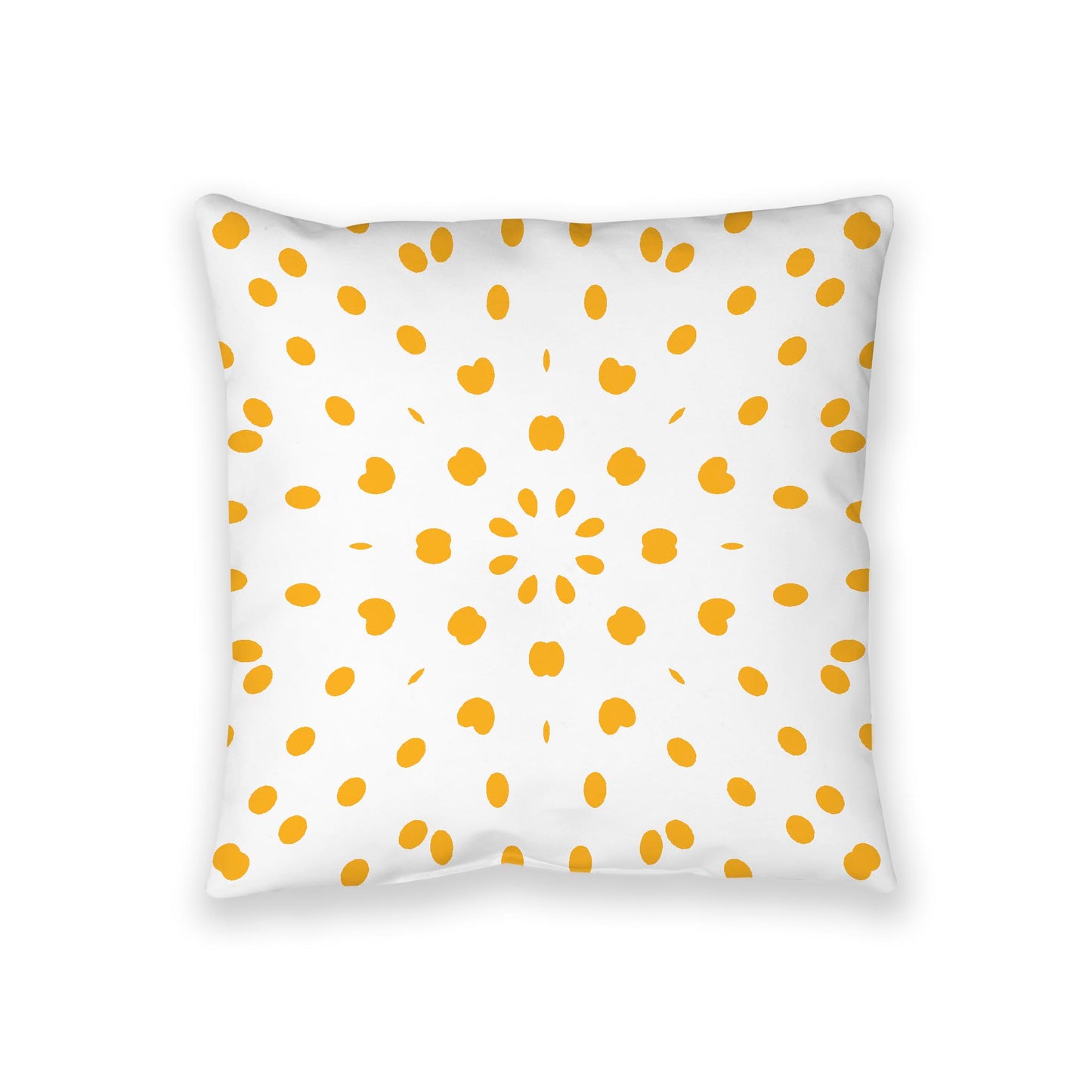 White Spun Polyester Floor Pillow, Yellow-Orange Burst on Top, White Bottom, 36 x 36 inches