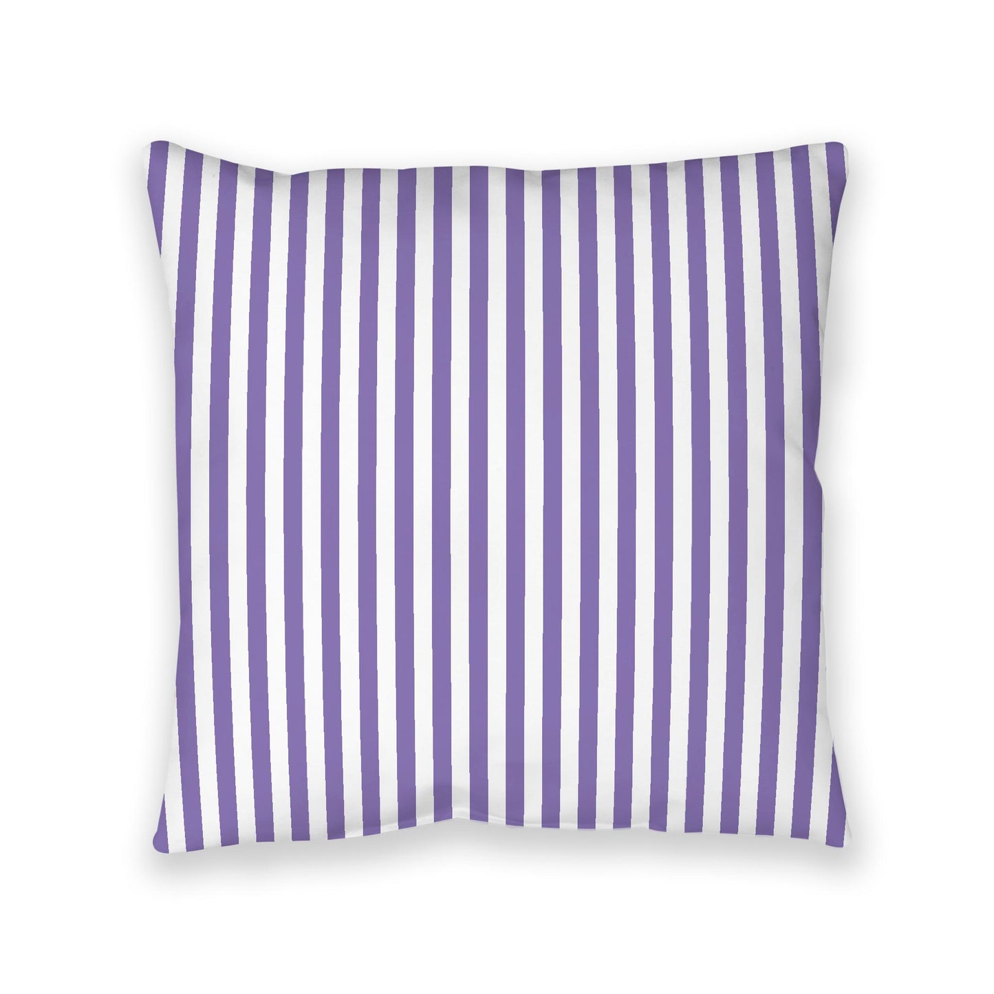 White Spun Polyester Floor Pillow, Bold Purple Bars on Top, White Bottom, 40 x 40 inches