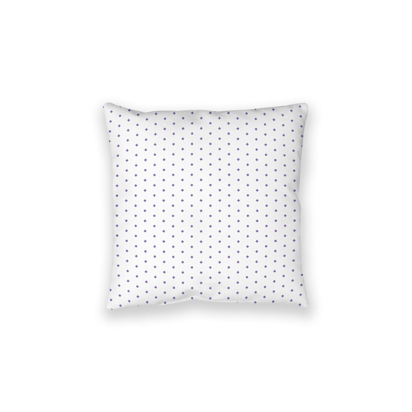 White Spun Polyester Floor Pillow, Purple Diamonds on Top, White Bottom, 28 x 28 inches