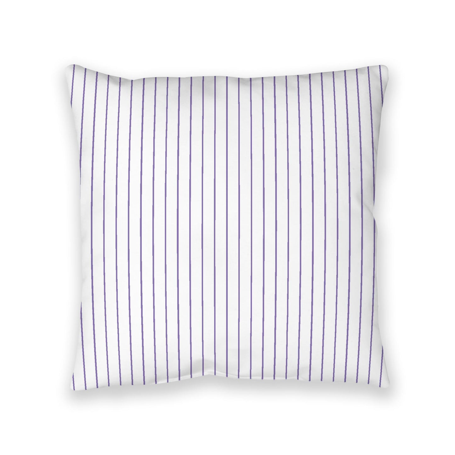 White Spun Polyester Floor Pillow, Purple Stripes on Top, White Bottom, 40 x 40 inches