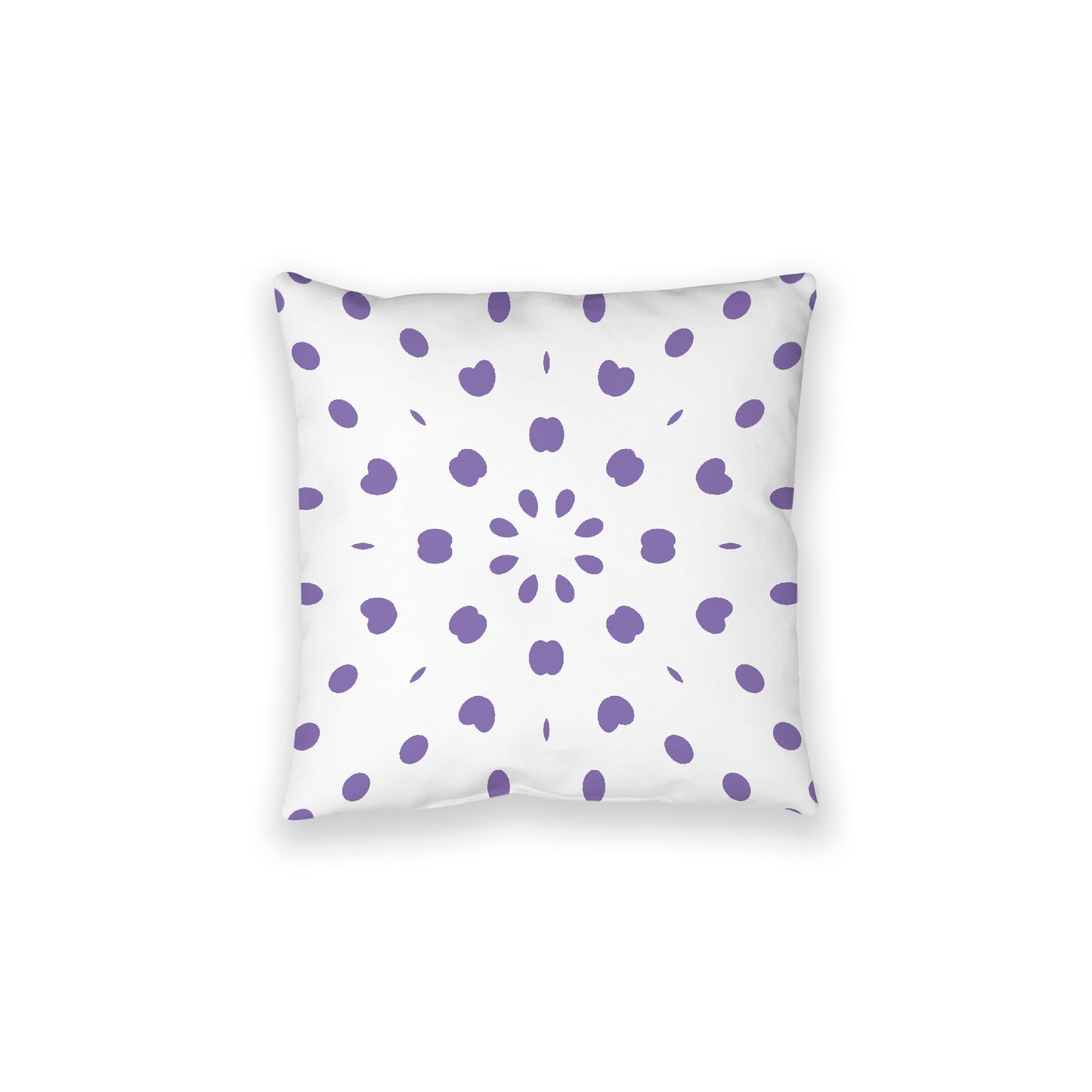 White Spun Polyester Floor Pillow, Purple Burst on Top, White Bottom, 28 x 28 inches