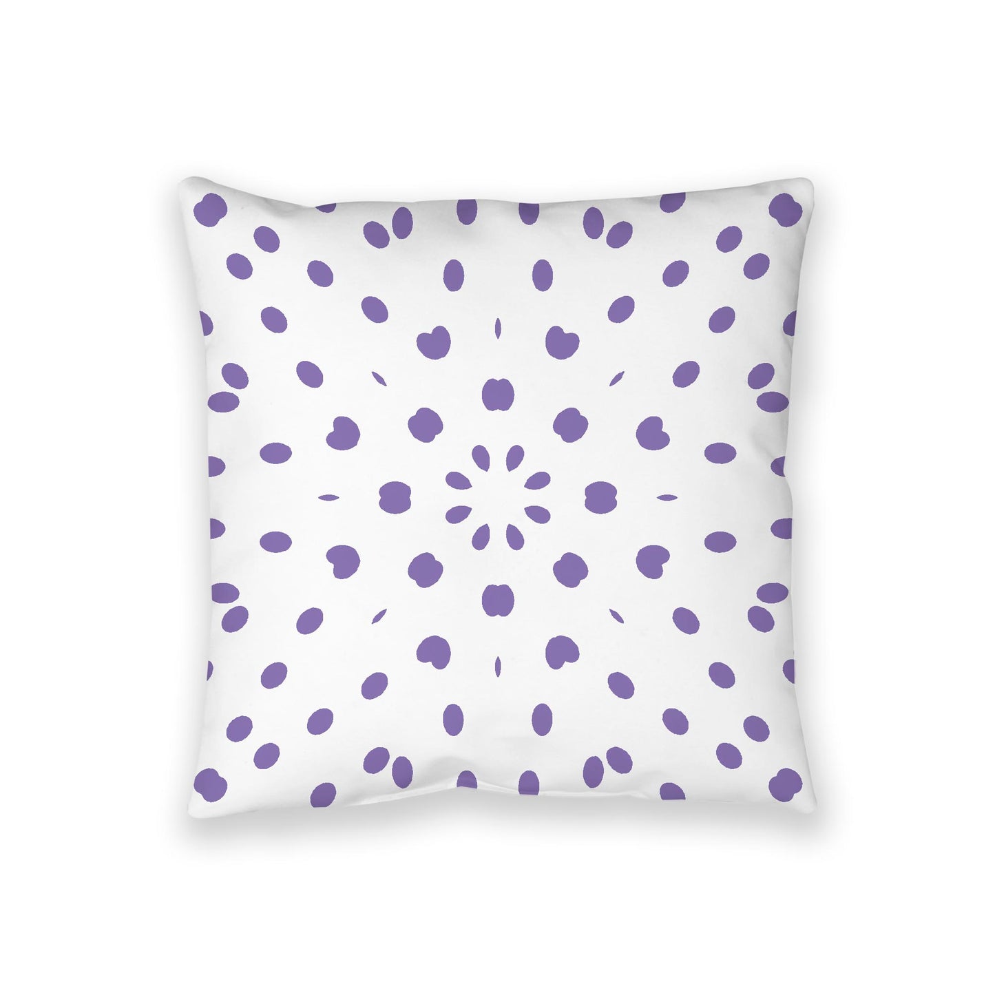 White Spun Polyester Floor Pillow, Purple Burst on Top, White Bottom, 36 x 36 inches