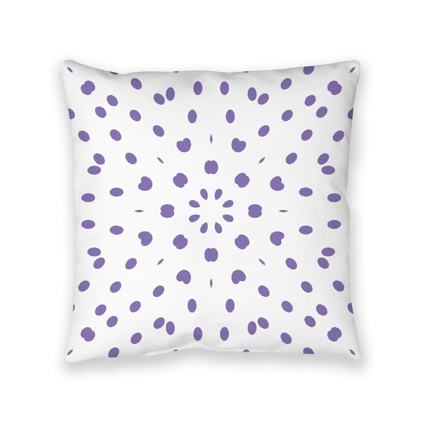 White Spun Polyester Floor Pillow, Purple Burst on Top, White Bottom, 40 x 40 inches