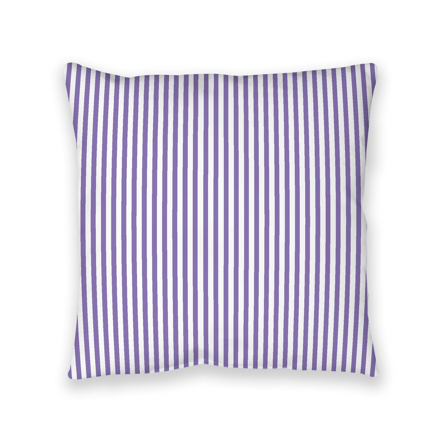 White Spun Polyester Floor Pillow, Thin Purple Bars on Top, White Bottom, 40 x 40 inches