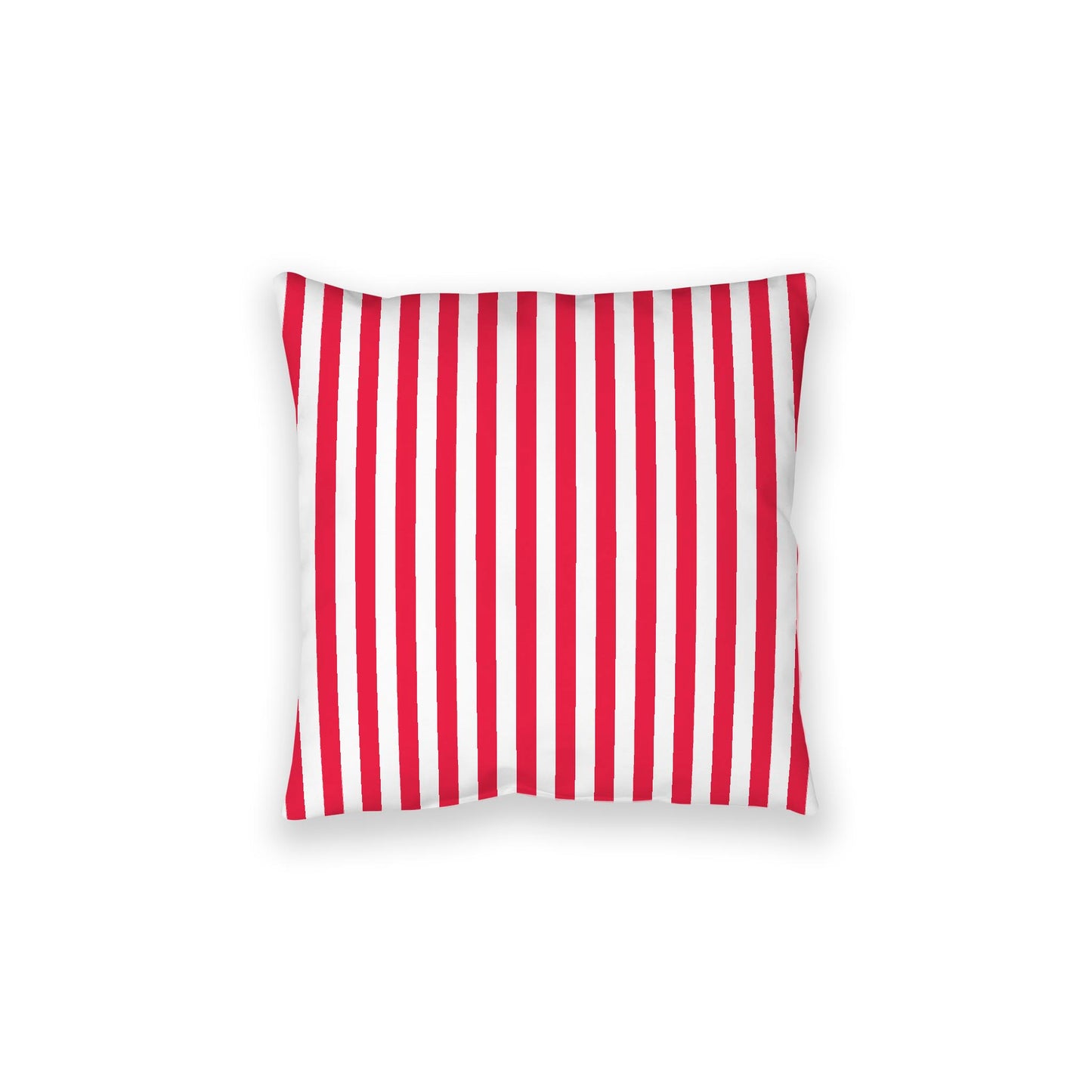 White Spun Polyester Floor Pillow, Bold Red Bars on Top, White Bottom, 28 x 28 inches
