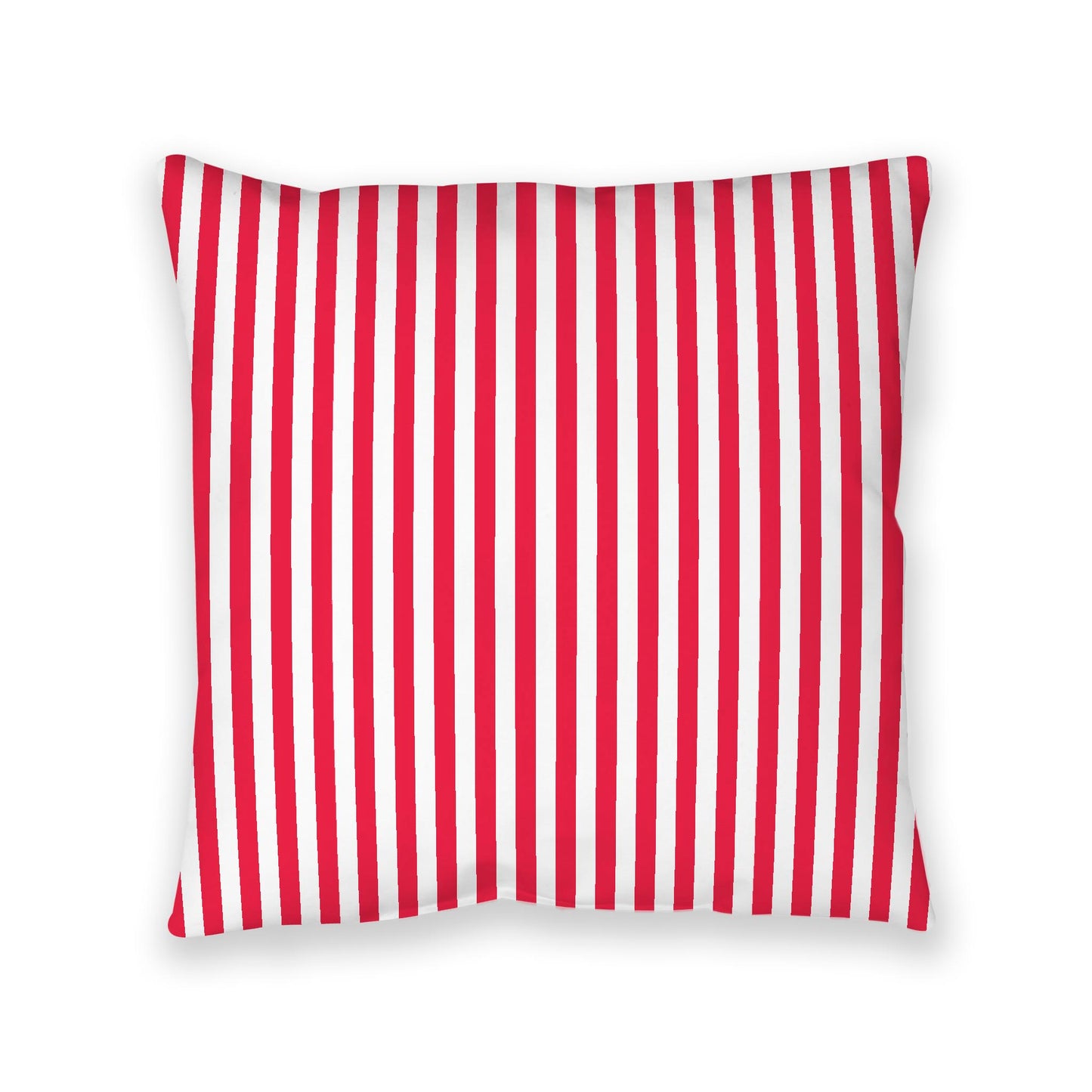 White Spun Polyester Floor Pillow, Bold Red Bars on Top, White Bottom, 40 x 40 inches
