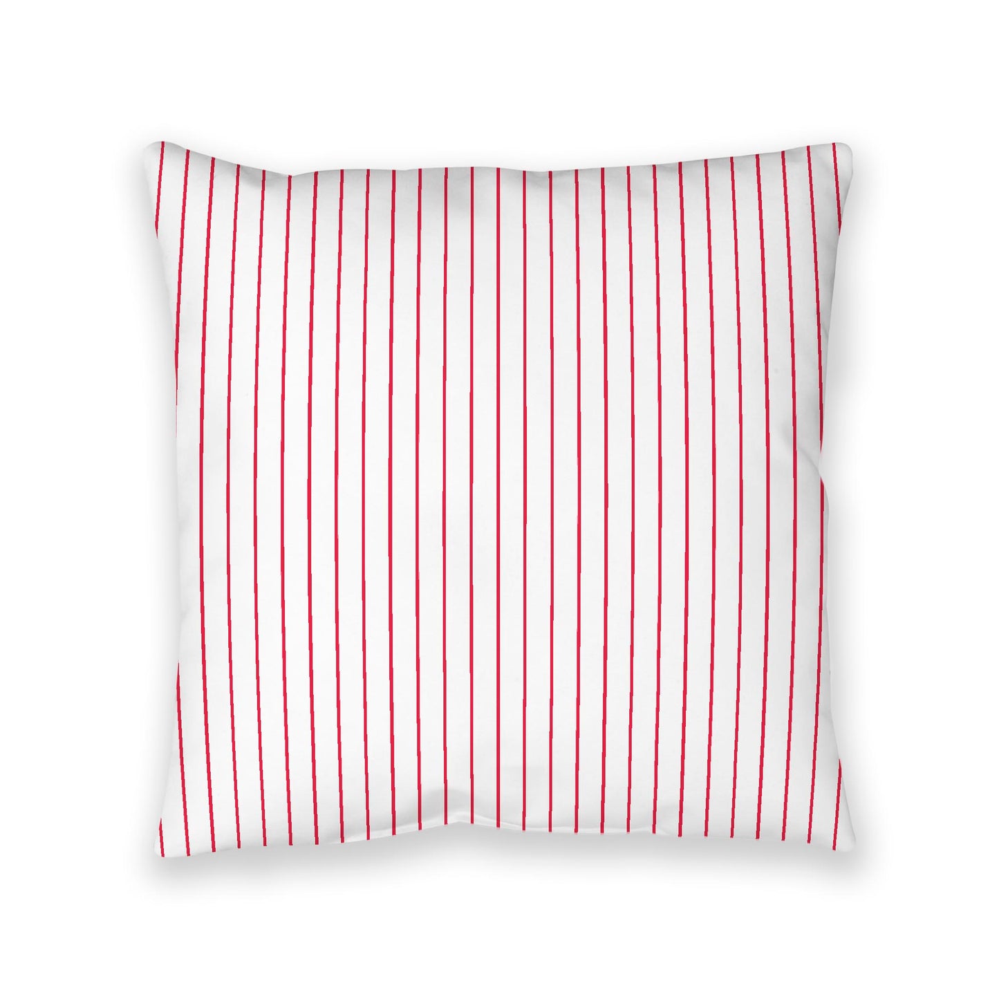 White Spun Polyester Floor Pillow, Red Stripes on Top, White Bottom, 40 x 40 inches
