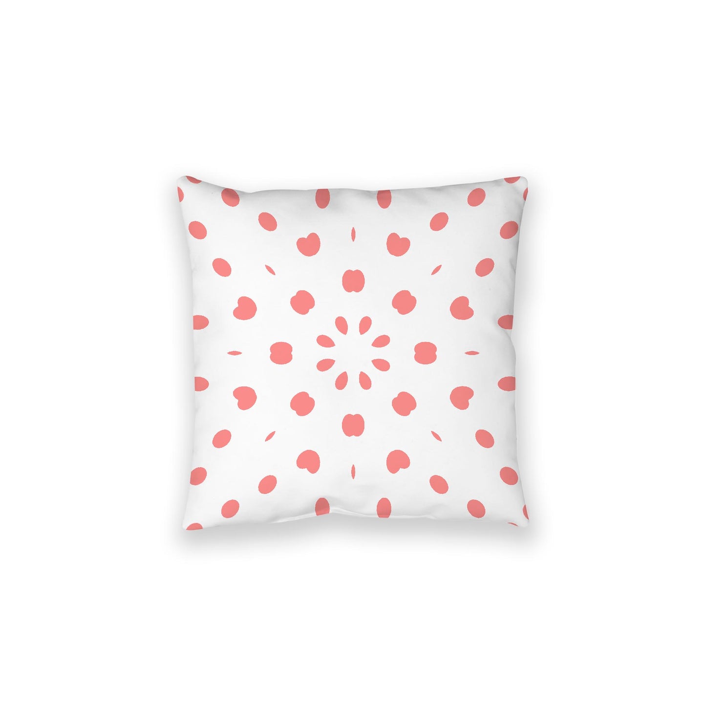 White Spun Polyester Floor Pillow, Pink Burst on Top, White Bottom, 28 x 28 inches