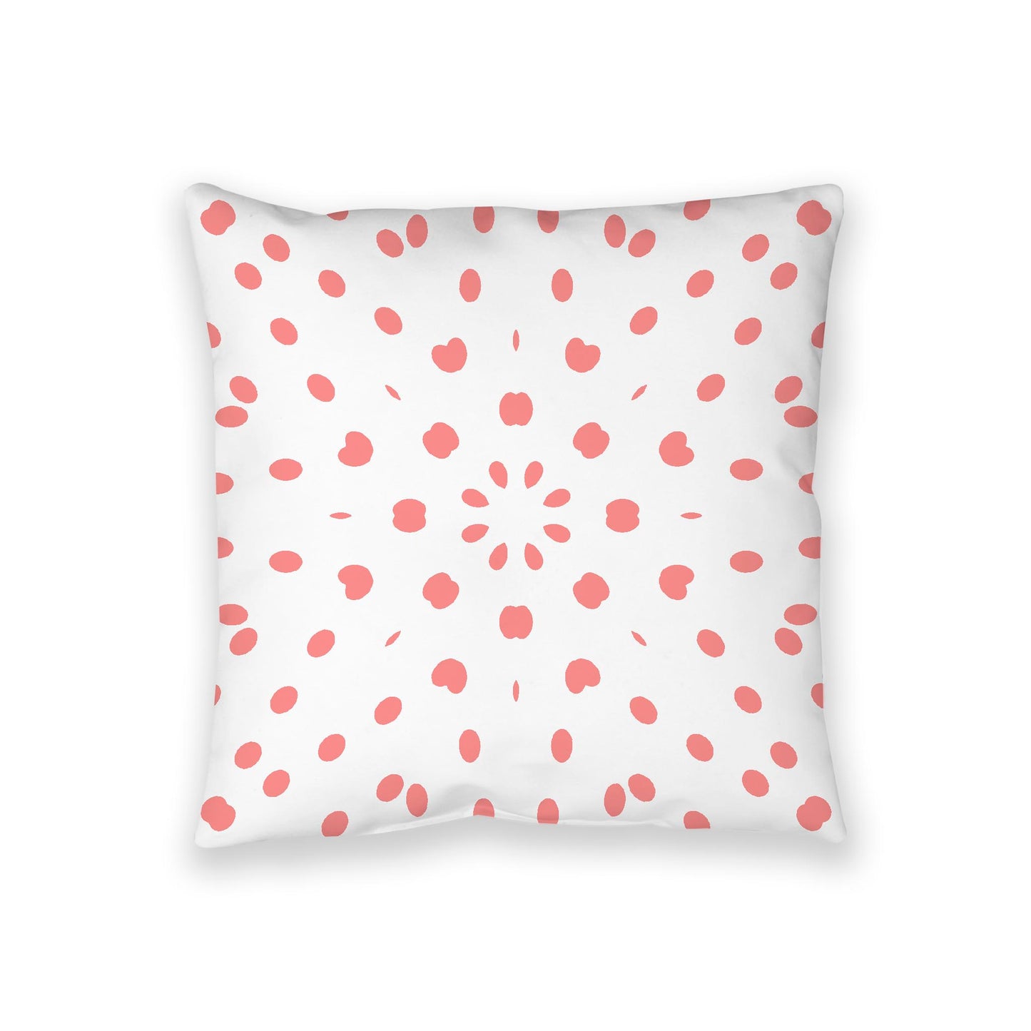 White Spun Polyester Floor Pillow, Pink Burst on Top, White Bottom, 36 x 36 inches