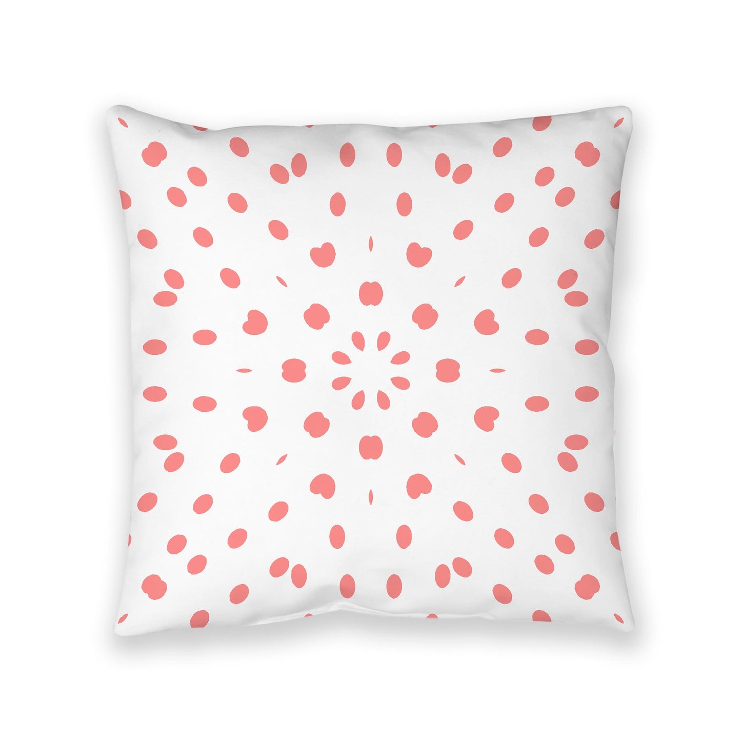 White Spun Polyester Floor Pillow, Pink Burst on Top, White Bottom, 40 x 40 inches