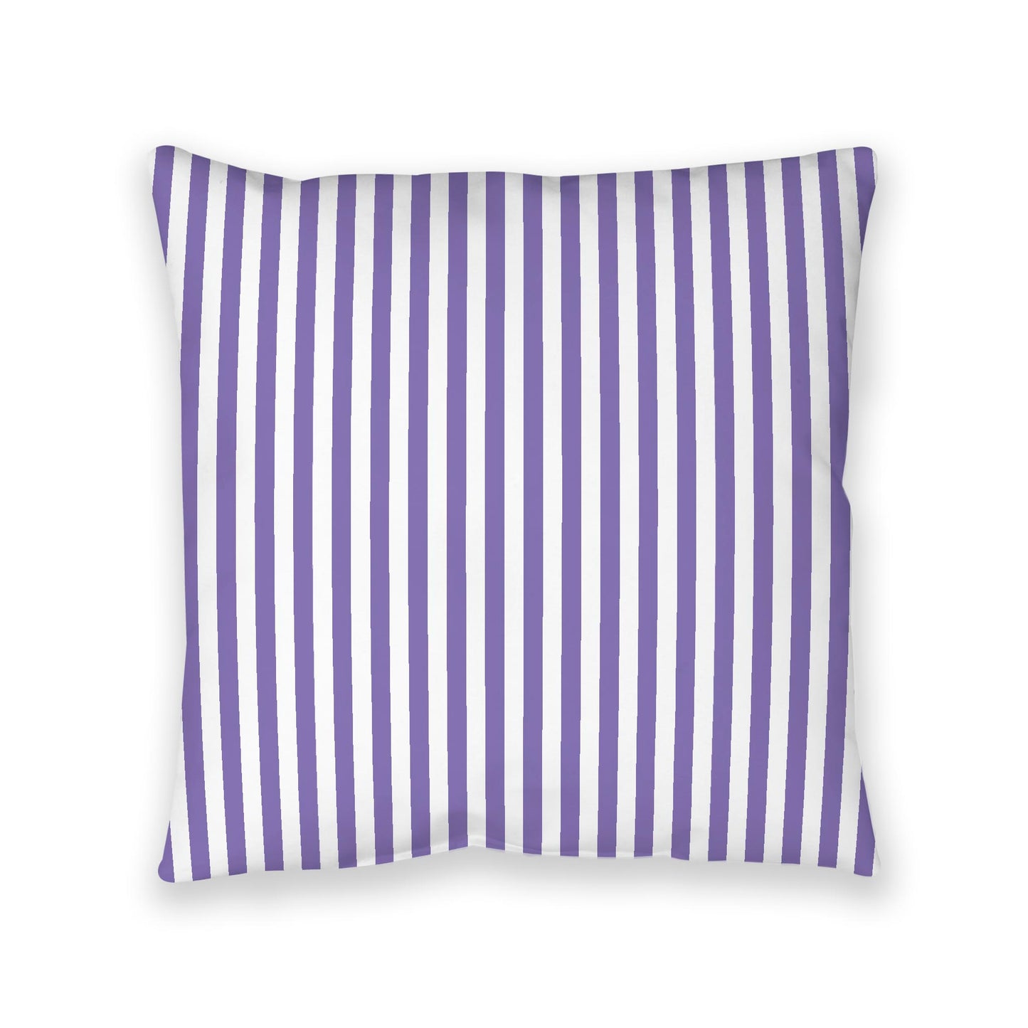 White Spun Polyester Floor Pillow, Bold Purple Bars on Top, White Bottom, 40 x 40 inches