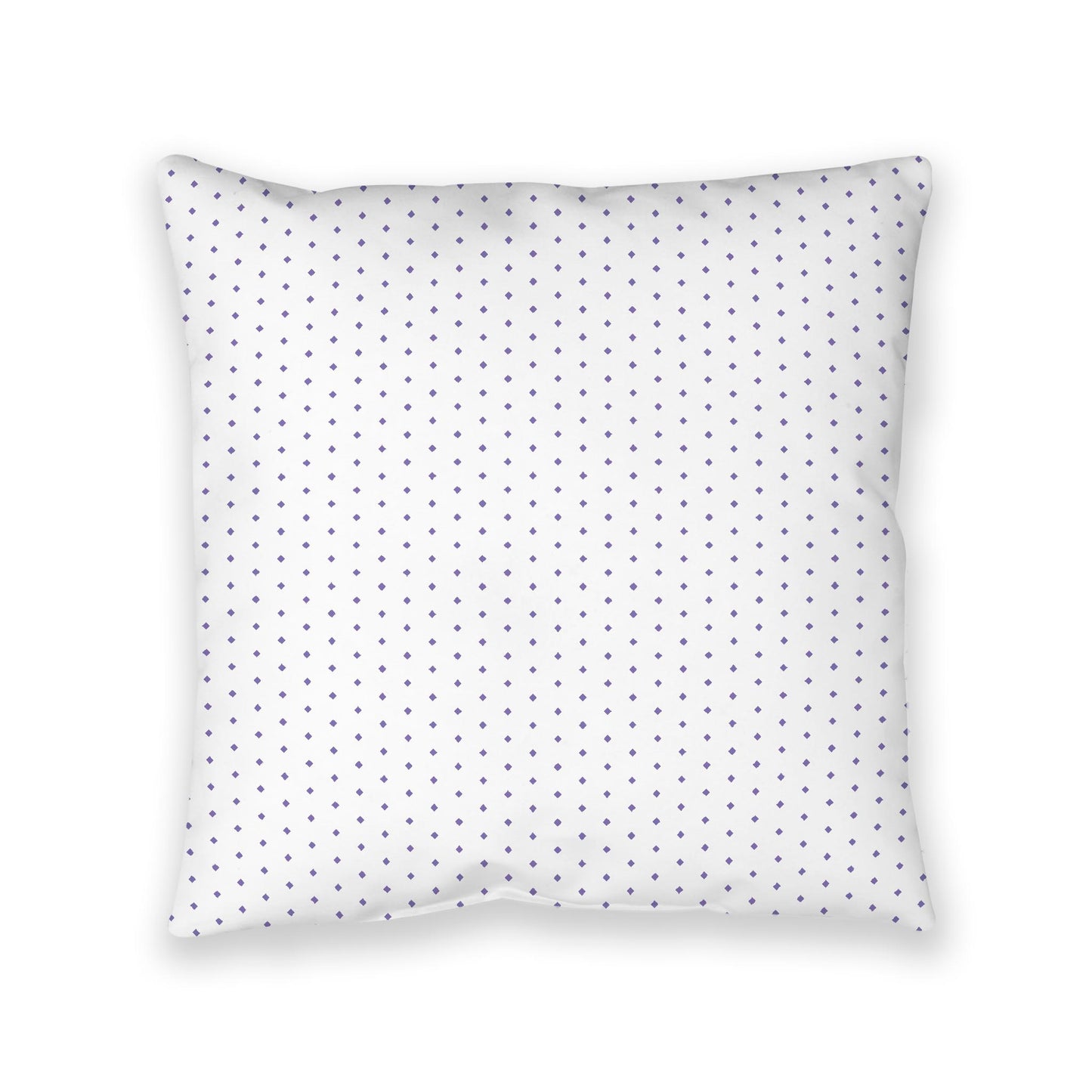 White Spun Polyester Floor Pillow, Purple Diamonds on Top, White Bottom, 40 x 40 inches