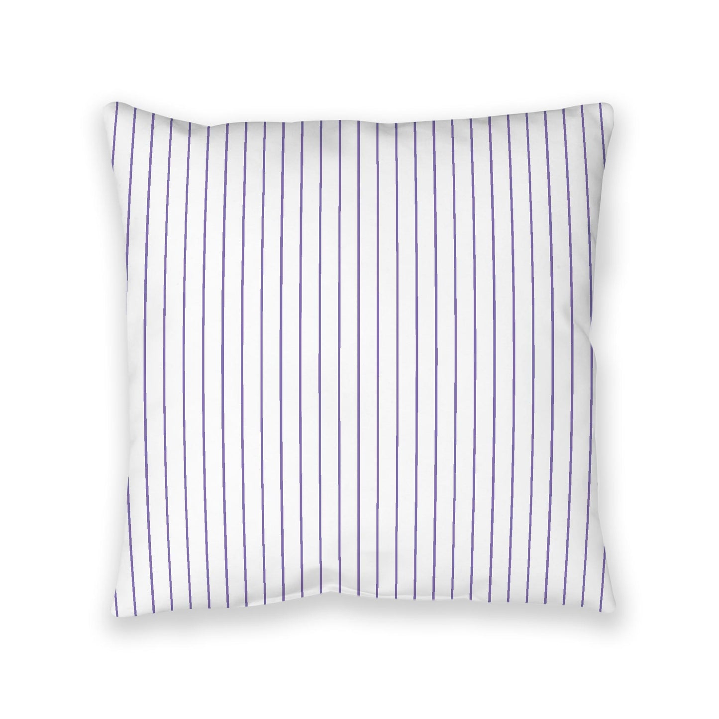 White Spun Polyester Floor Pillow, Purple Stripes on Top, White Bottom, 40 x 40 inches