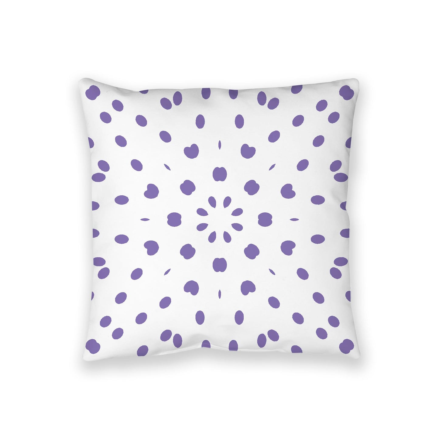White Spun Polyester Floor Pillow, Purple Burst on Top, White Bottom, 36 x 36 inches