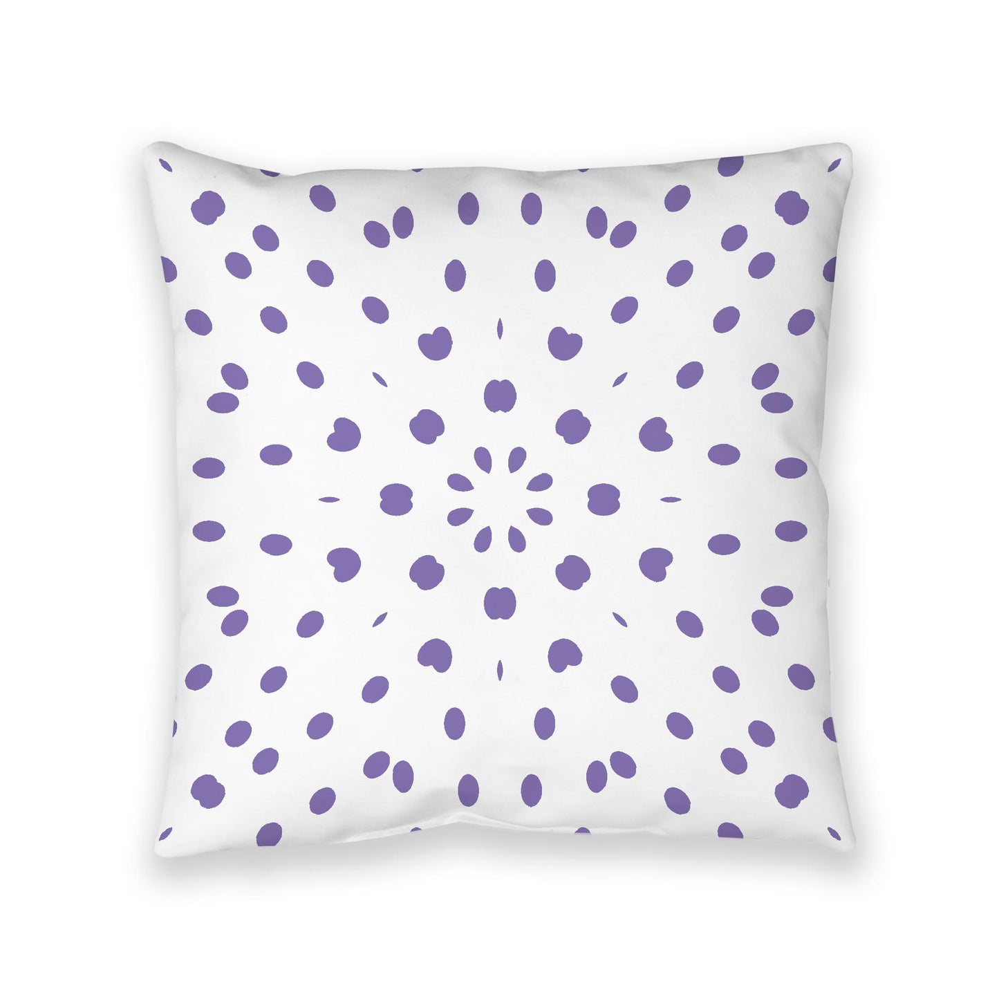 White Spun Polyester Floor Pillow, Purple Burst on Top, White Bottom, 40 x 40 inches